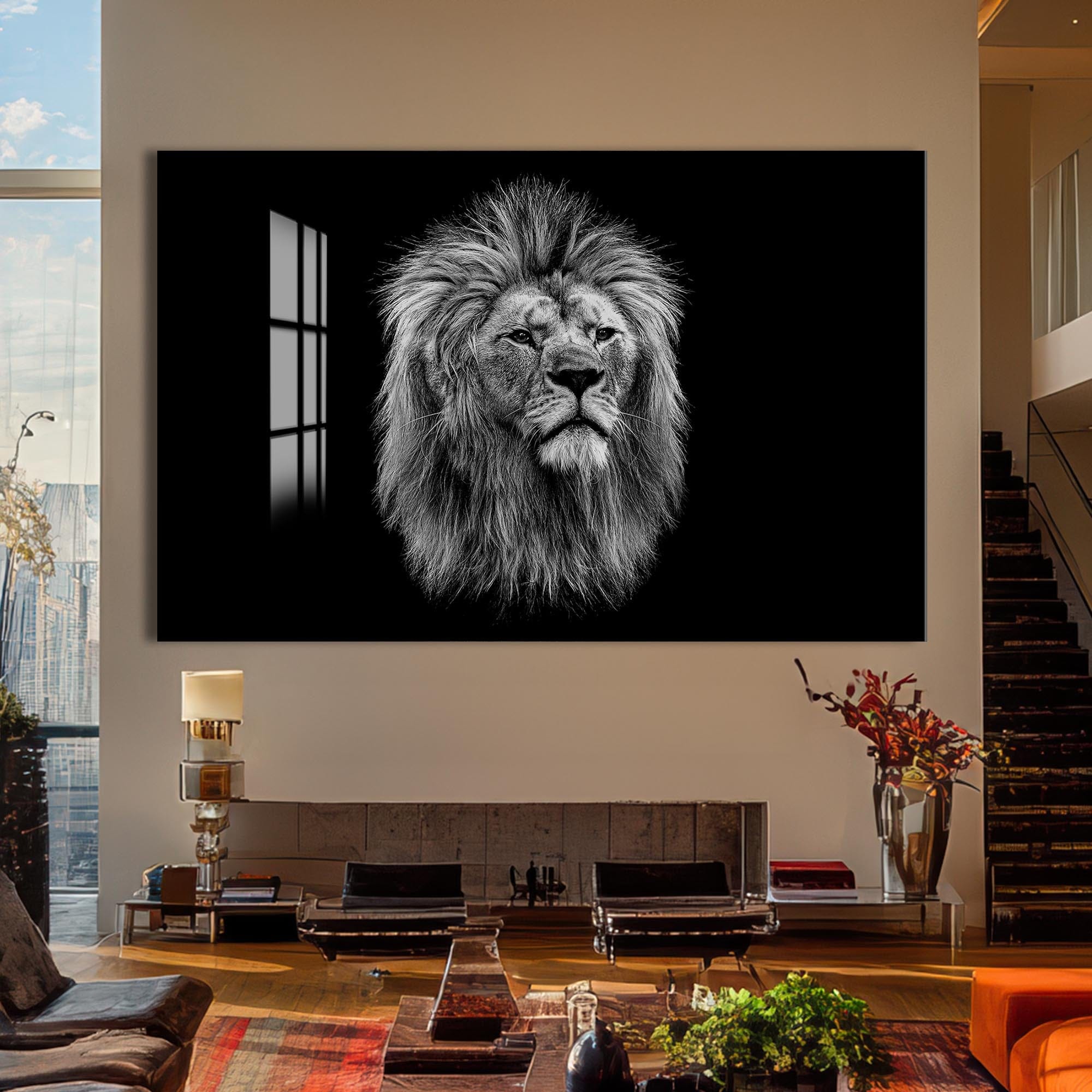 Artronauts Glass Print Noble Gaze Lion – Animal Tempered Glass Wall Art