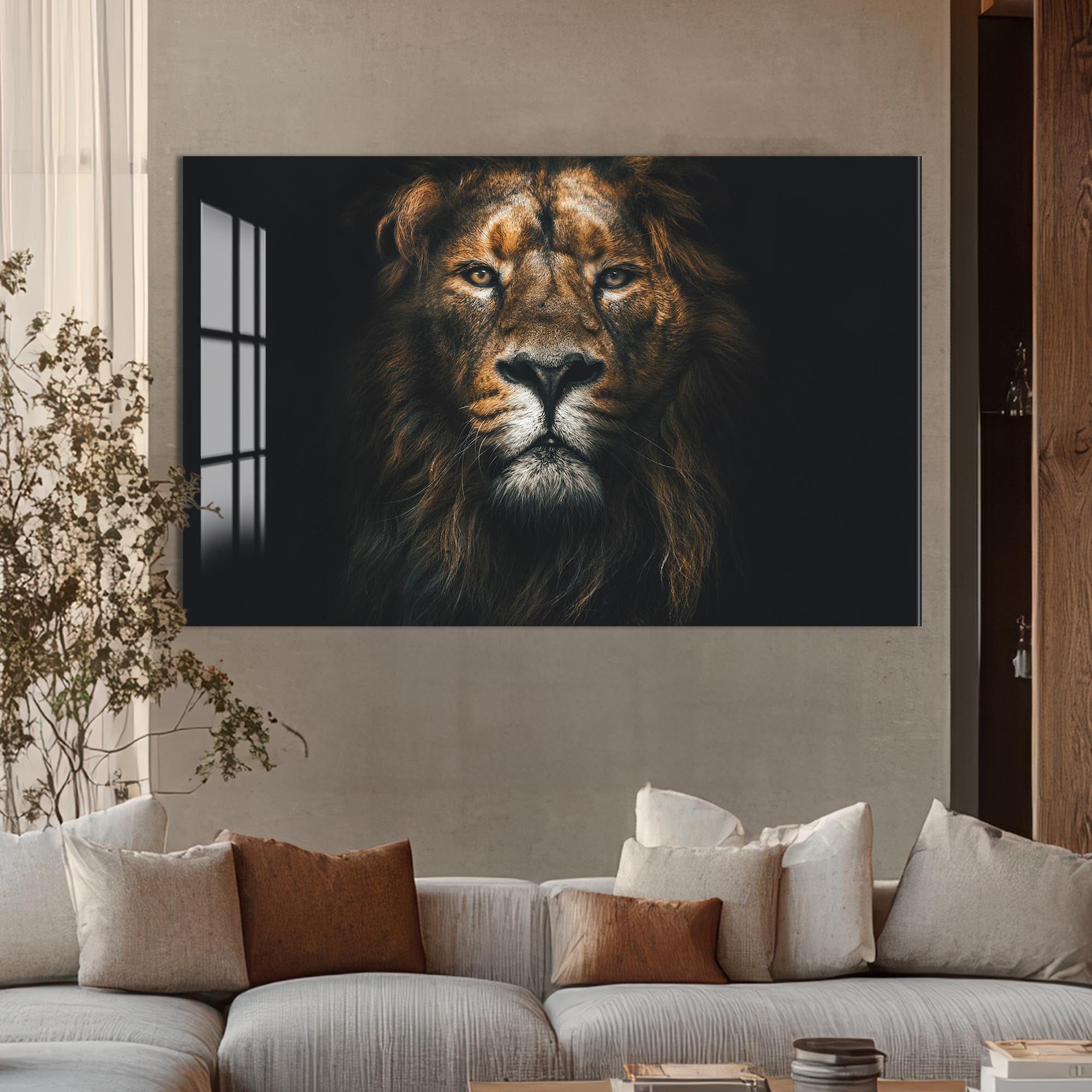 Artronauts Glass Print Regal Light Lion – Animal Tempered Glass Wall Art