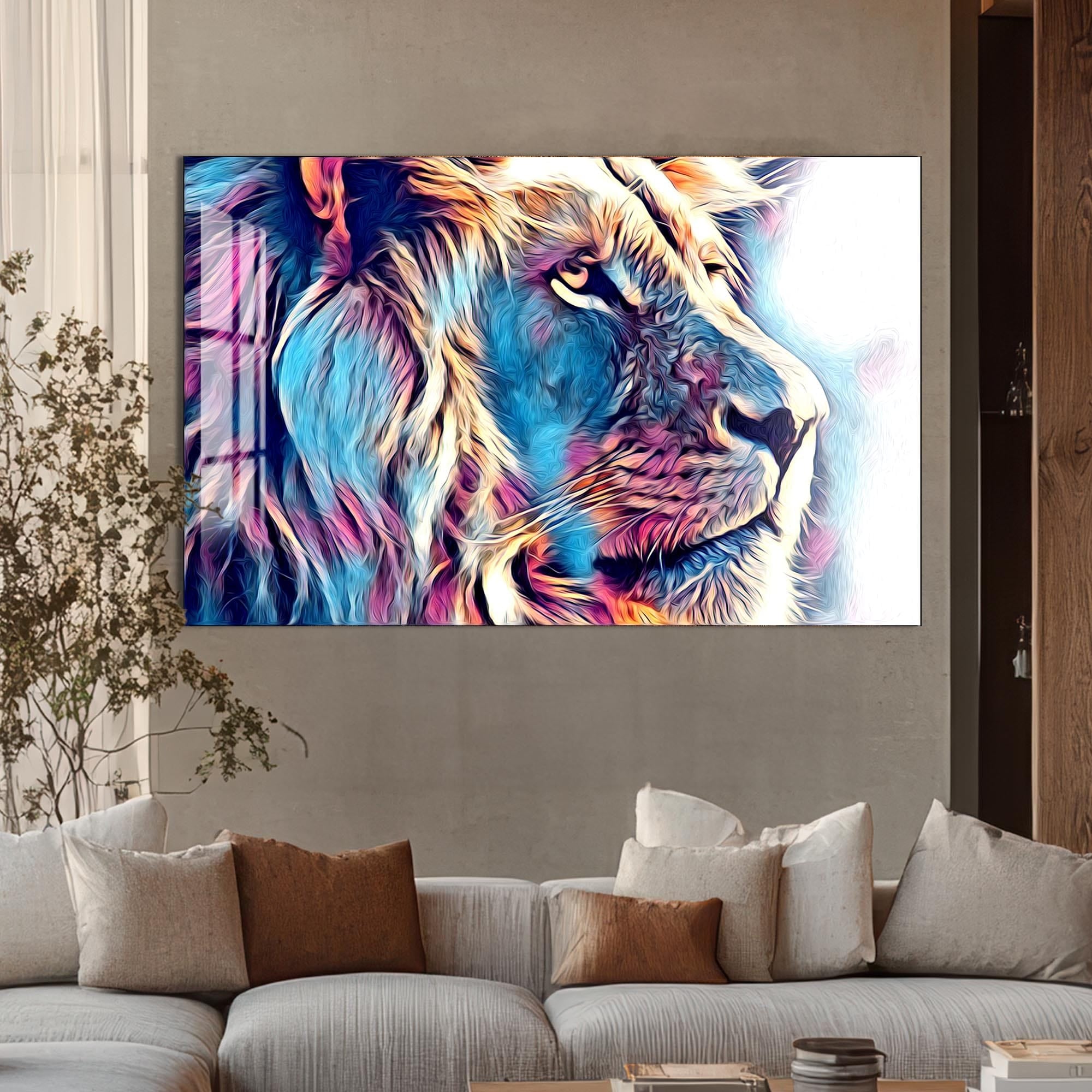 Artronauts Glass Print Prism Aura Lion – Animal Tempered Glass Wall Art