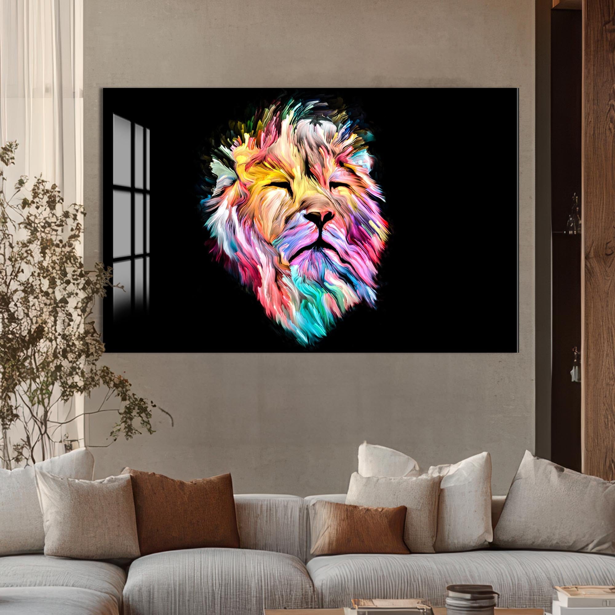 Artronauts Glass Print Cosmic Light Lion – Animal Tempered Glass Wall Art