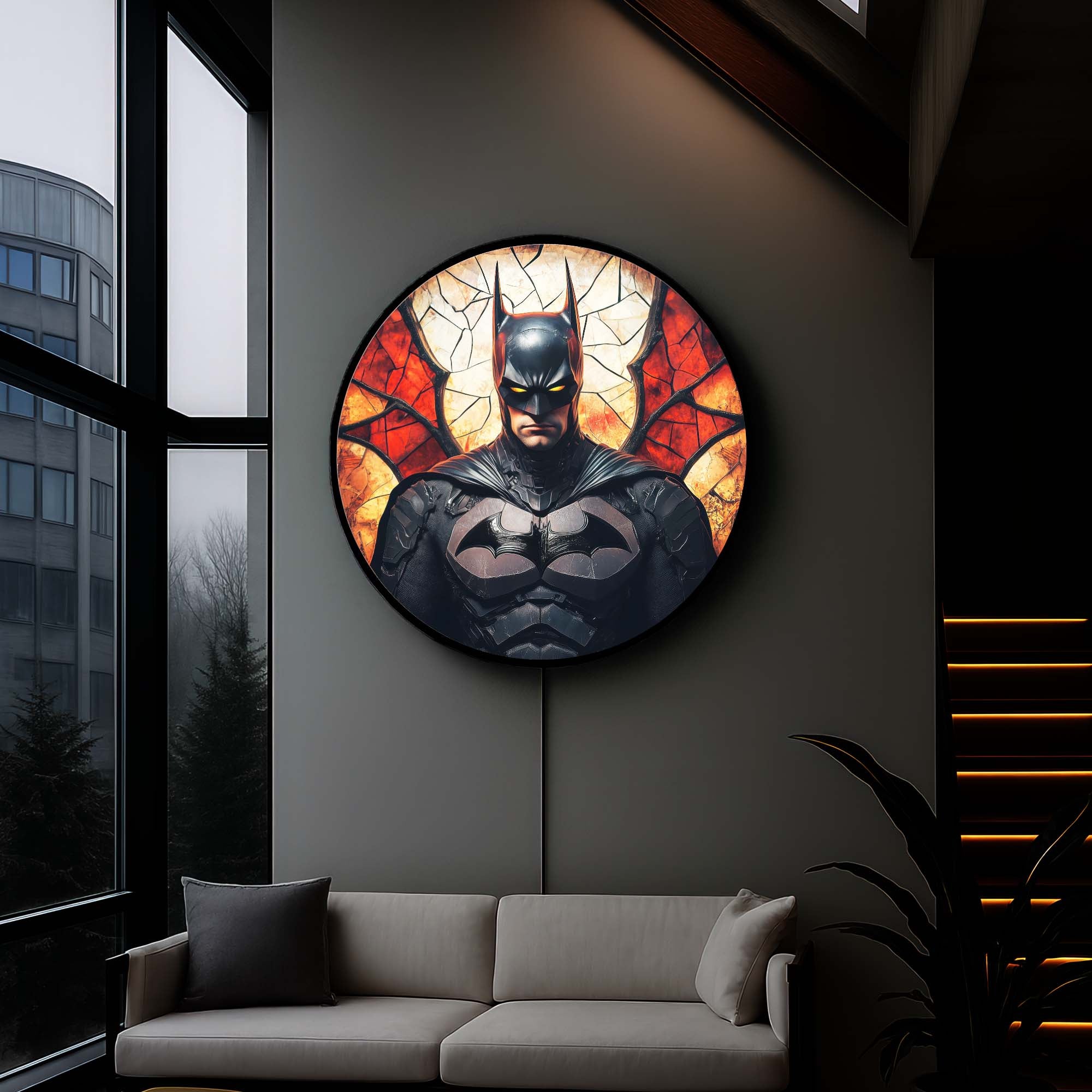 Shadow Guardian - Backlit Tempered Glass Wall Art