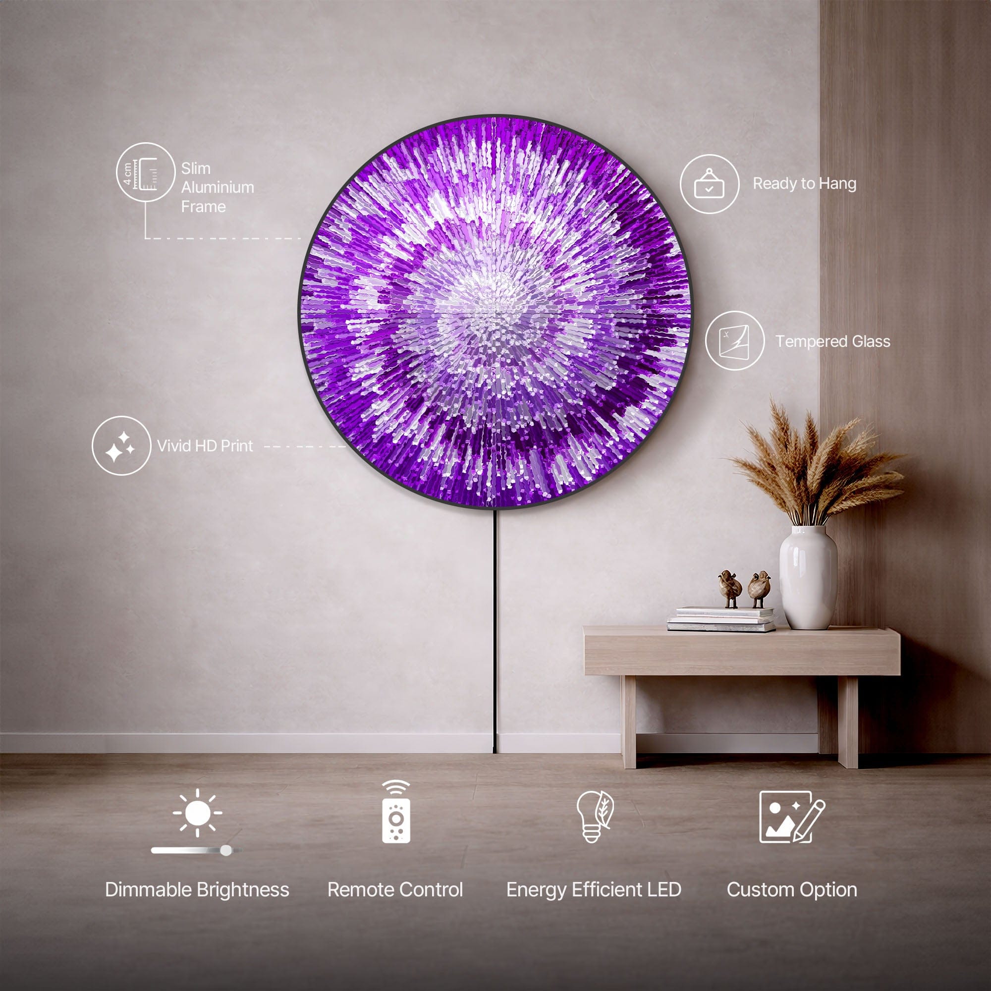 Artronauts Glass Print NOVA PURPLE - Lumi™ LED Glass Wall Art