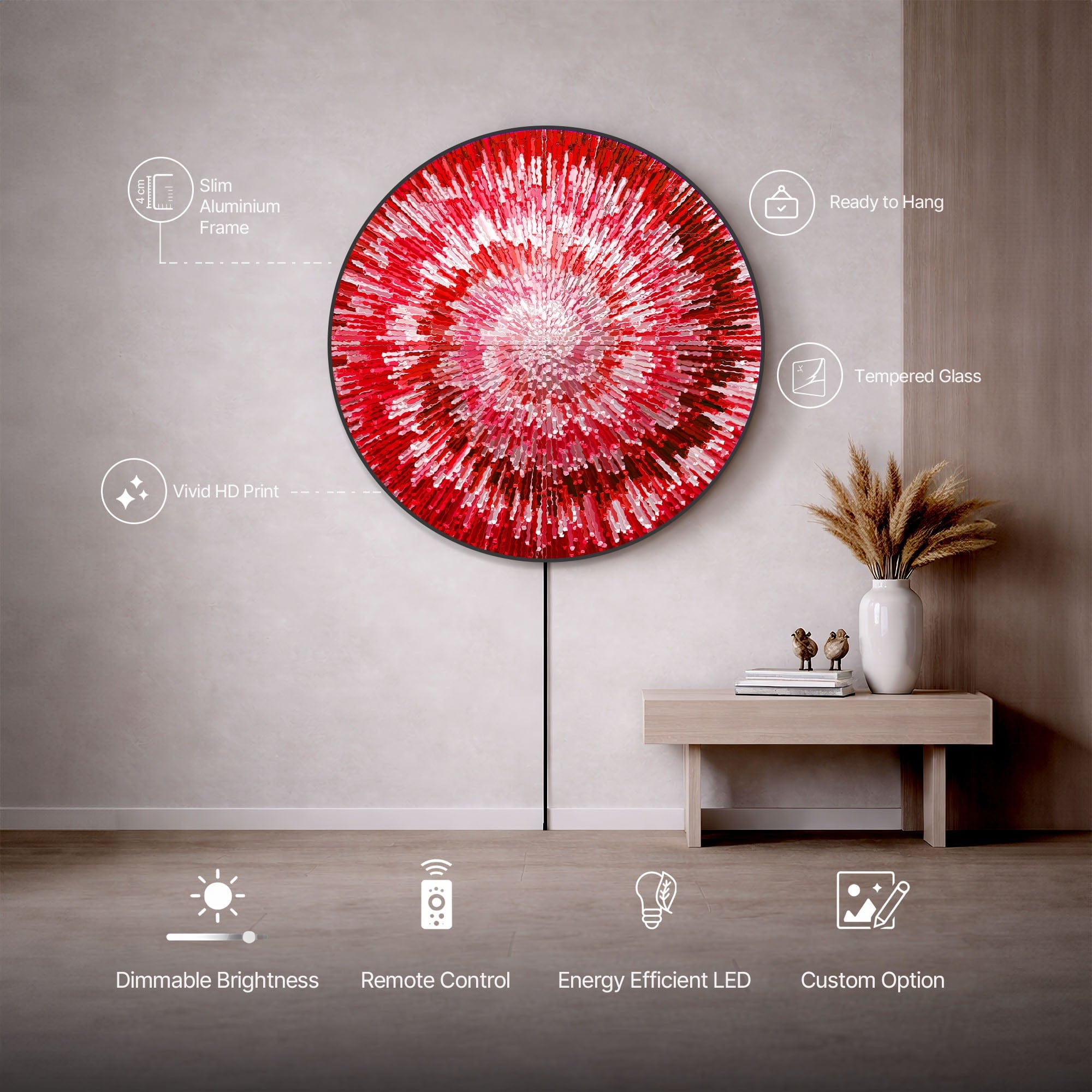 Artronauts Glass Print NOVA RED - Lumi™ LED Glass Wall Art