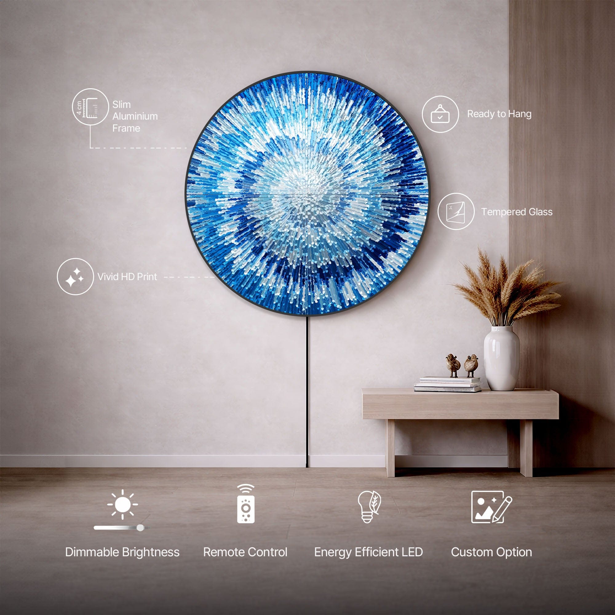 Artronauts Glass Print NOVA BLUE - Lumi™ LED Glass Wall Art