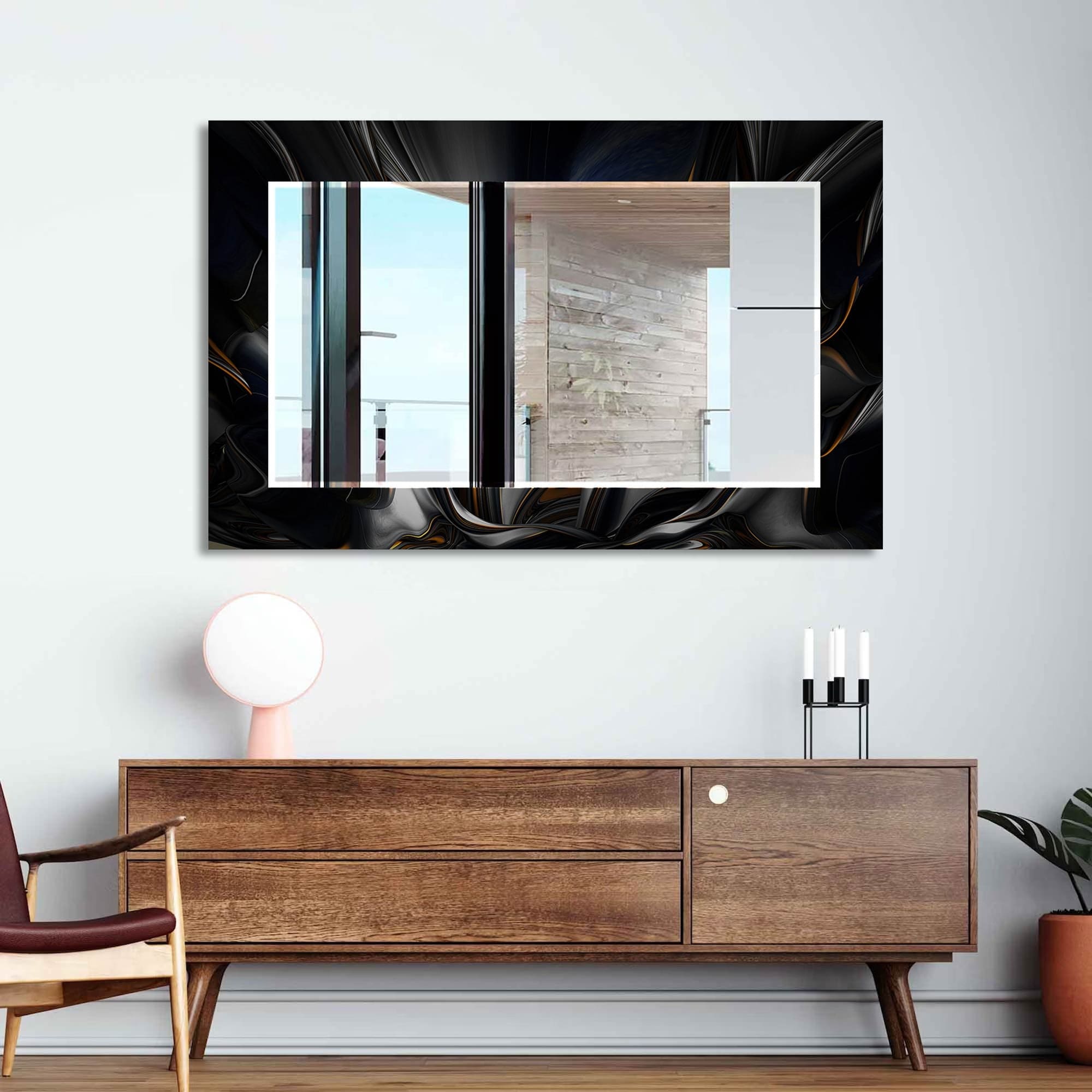 Artronauts Glass Print Abstract Floral Tempered Glass Mirror