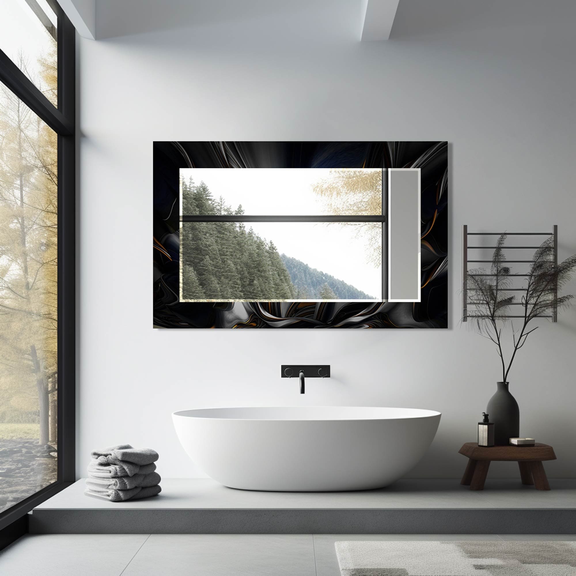 Artronauts Glass Print Abstract Floral Tempered Glass Mirror