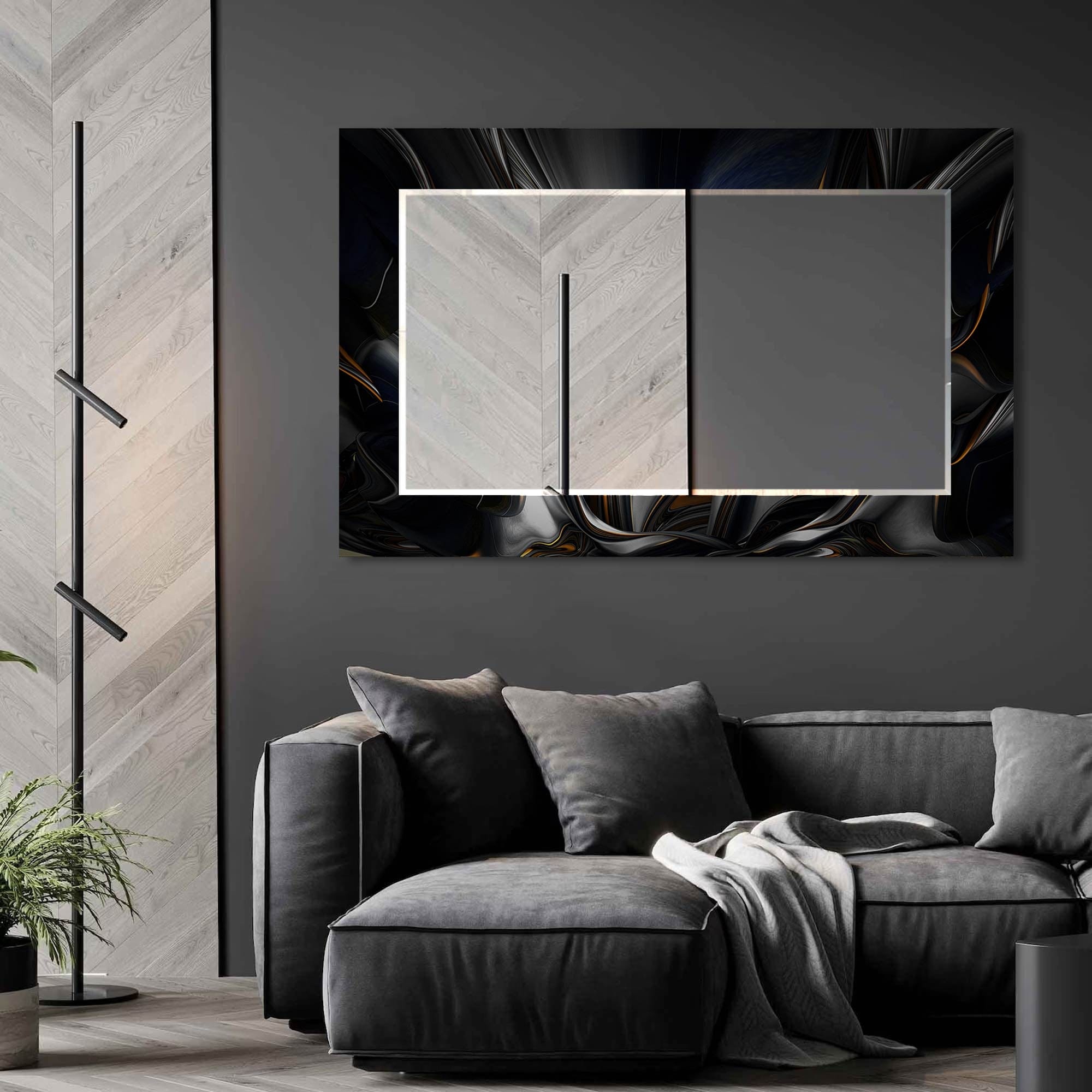 Artronauts Glass Print Abstract Floral Tempered Glass Mirror