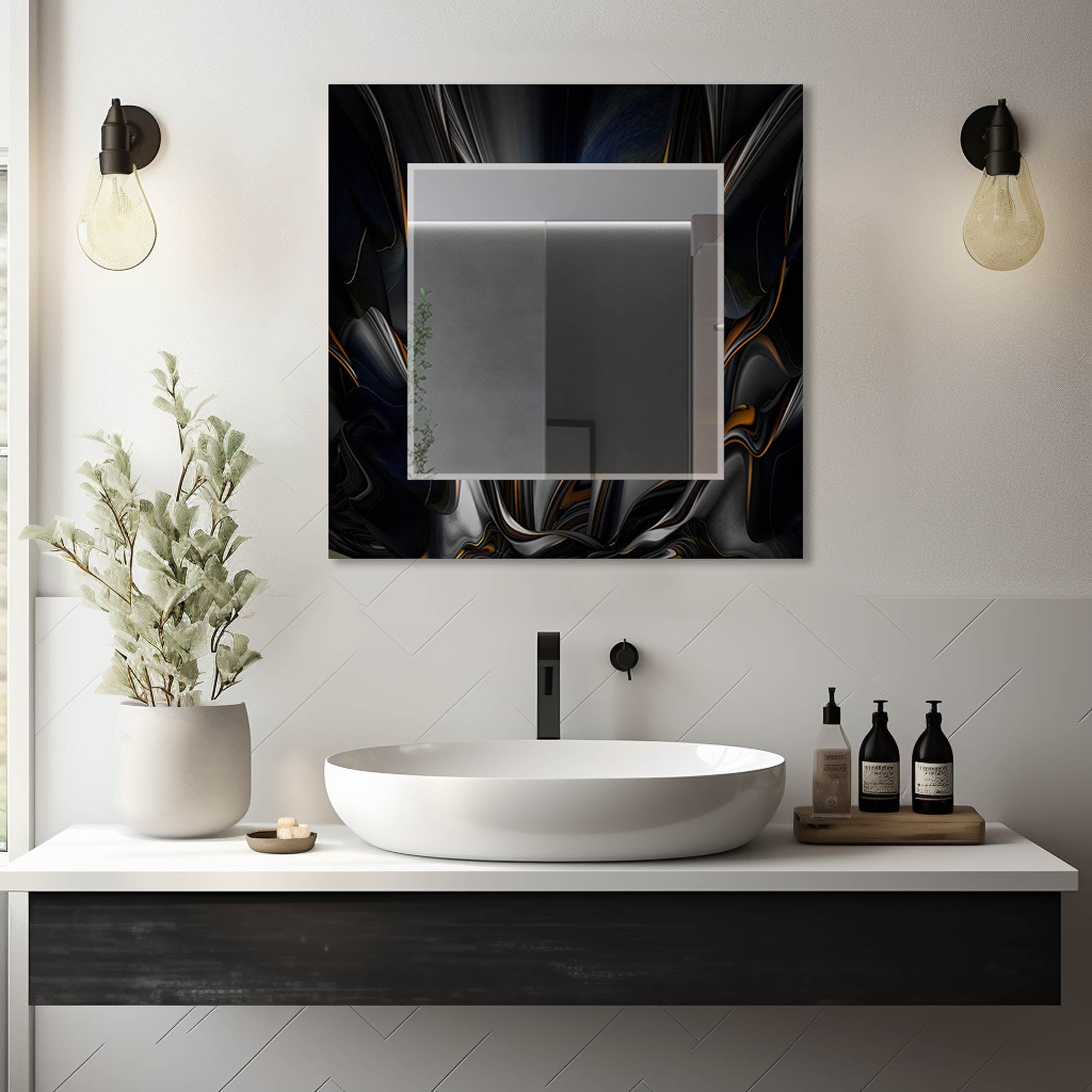 Artronauts Glass Print Abstract Floral Tempered Glass Mirror