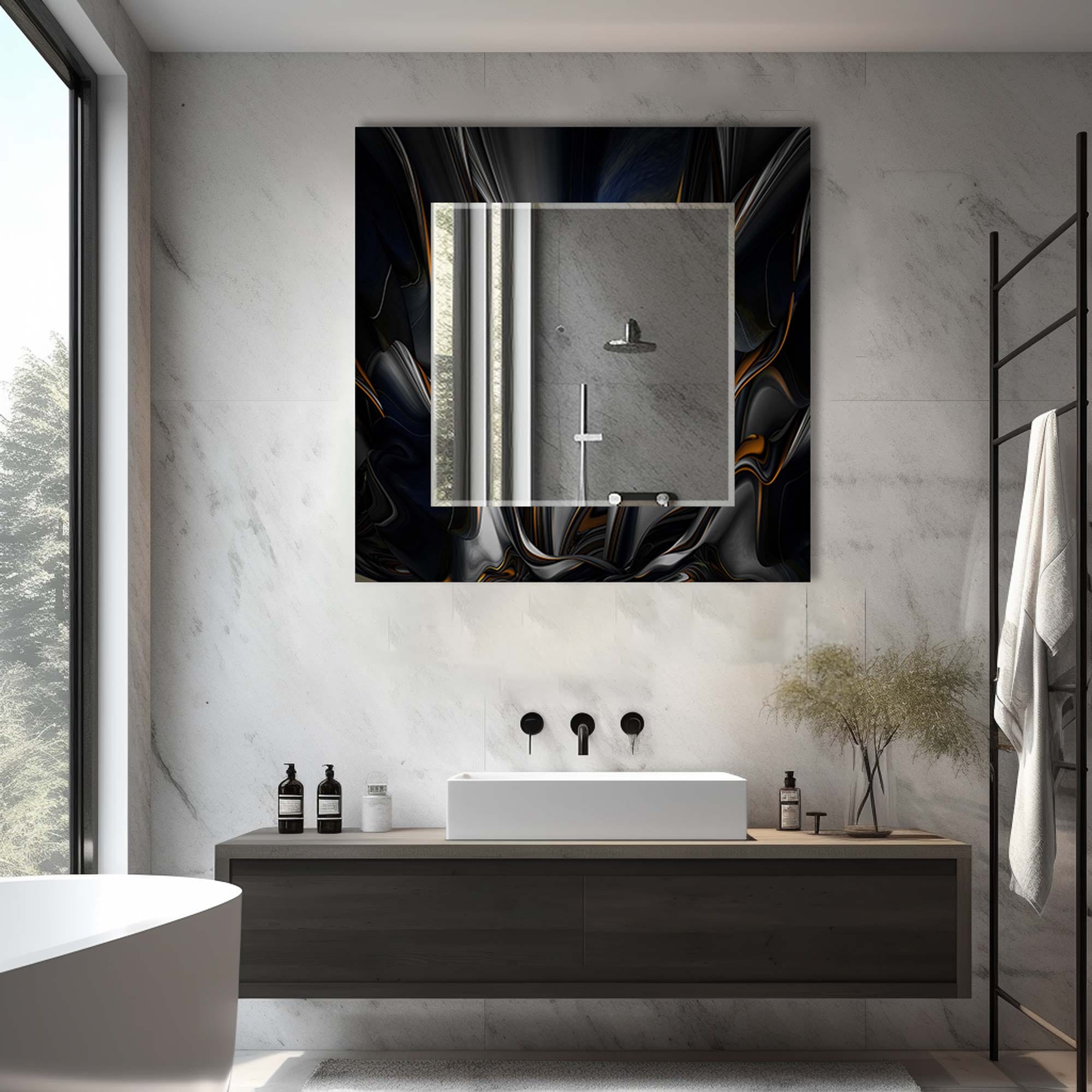 Artronauts Glass Print Abstract Floral Tempered Glass Mirror