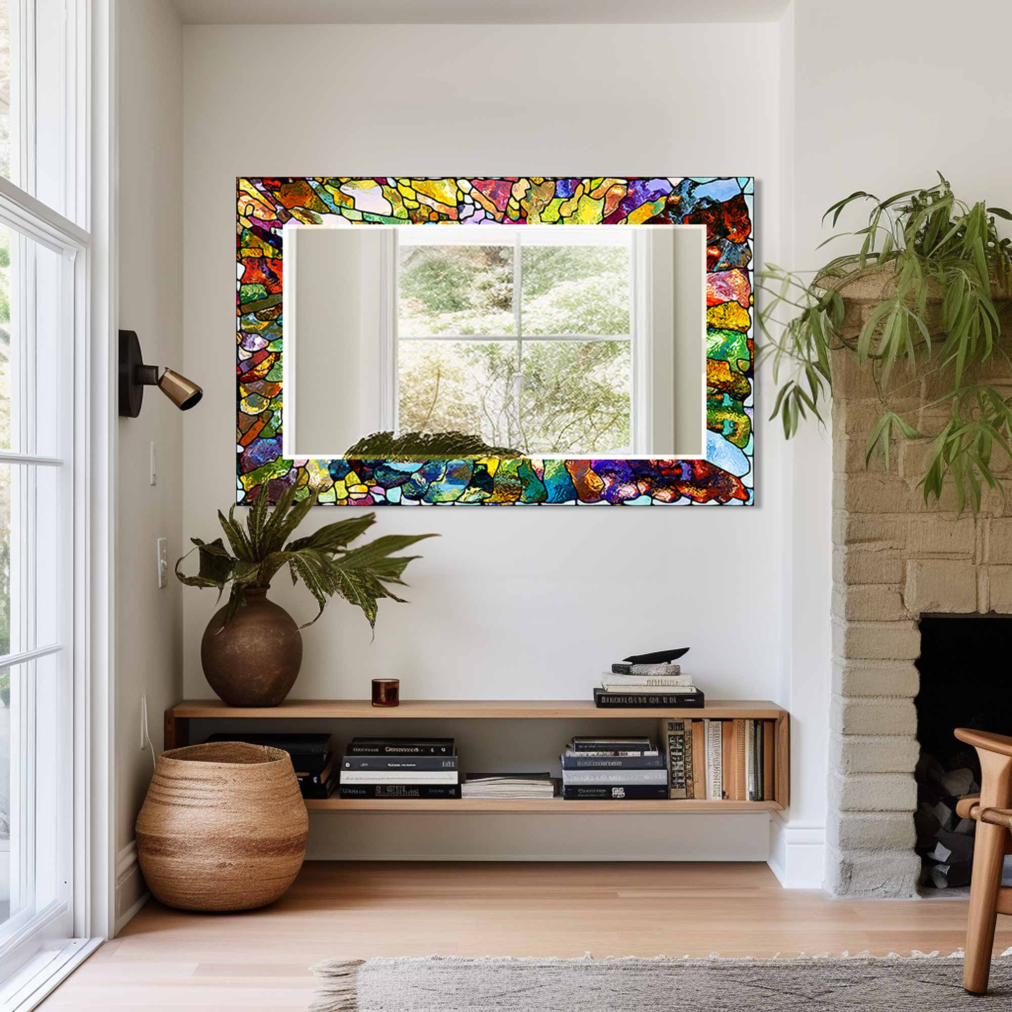 Artronauts Glass Print Colourful Stained Effect Tempered Glass Mirror