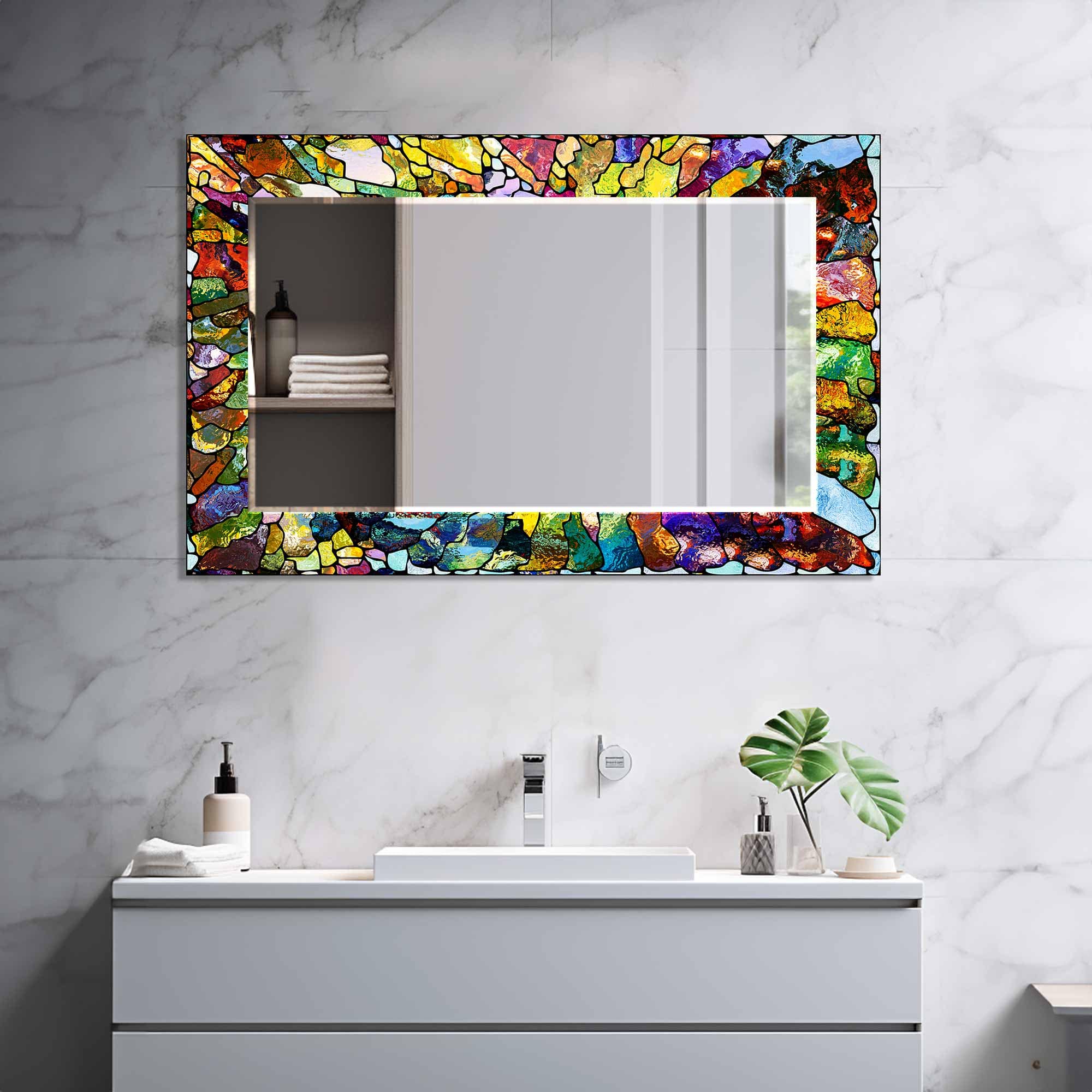 Artronauts Glass Print Colourful Stained Effect Tempered Glass Mirror