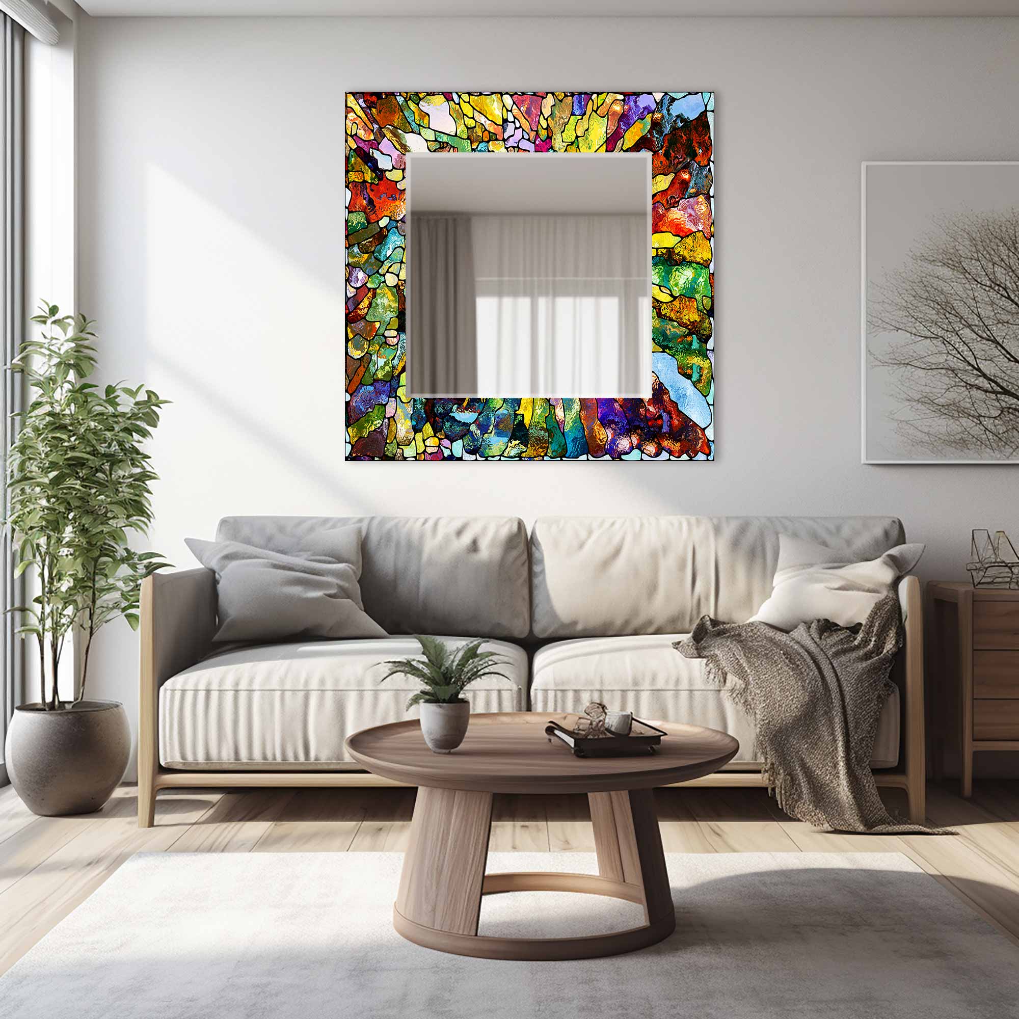 Artronauts Glass Print Colourful Stained Effect Tempered Glass Mirror