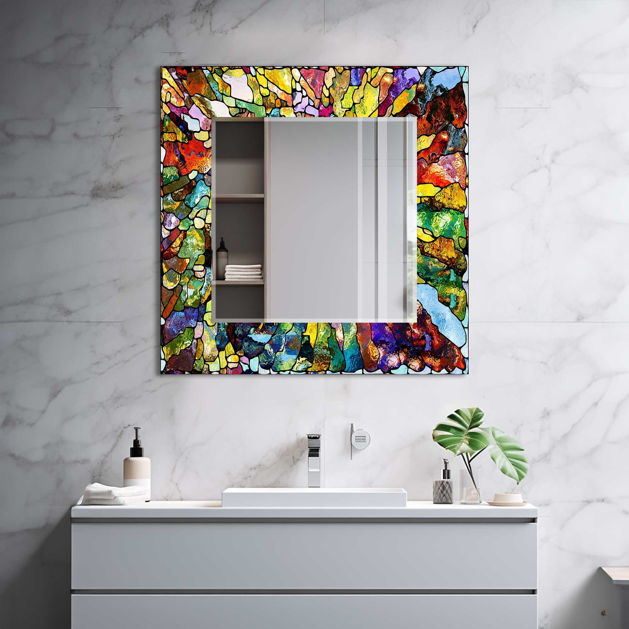 Artronauts Glass Print Colourful Stained Effect Tempered Glass Mirror