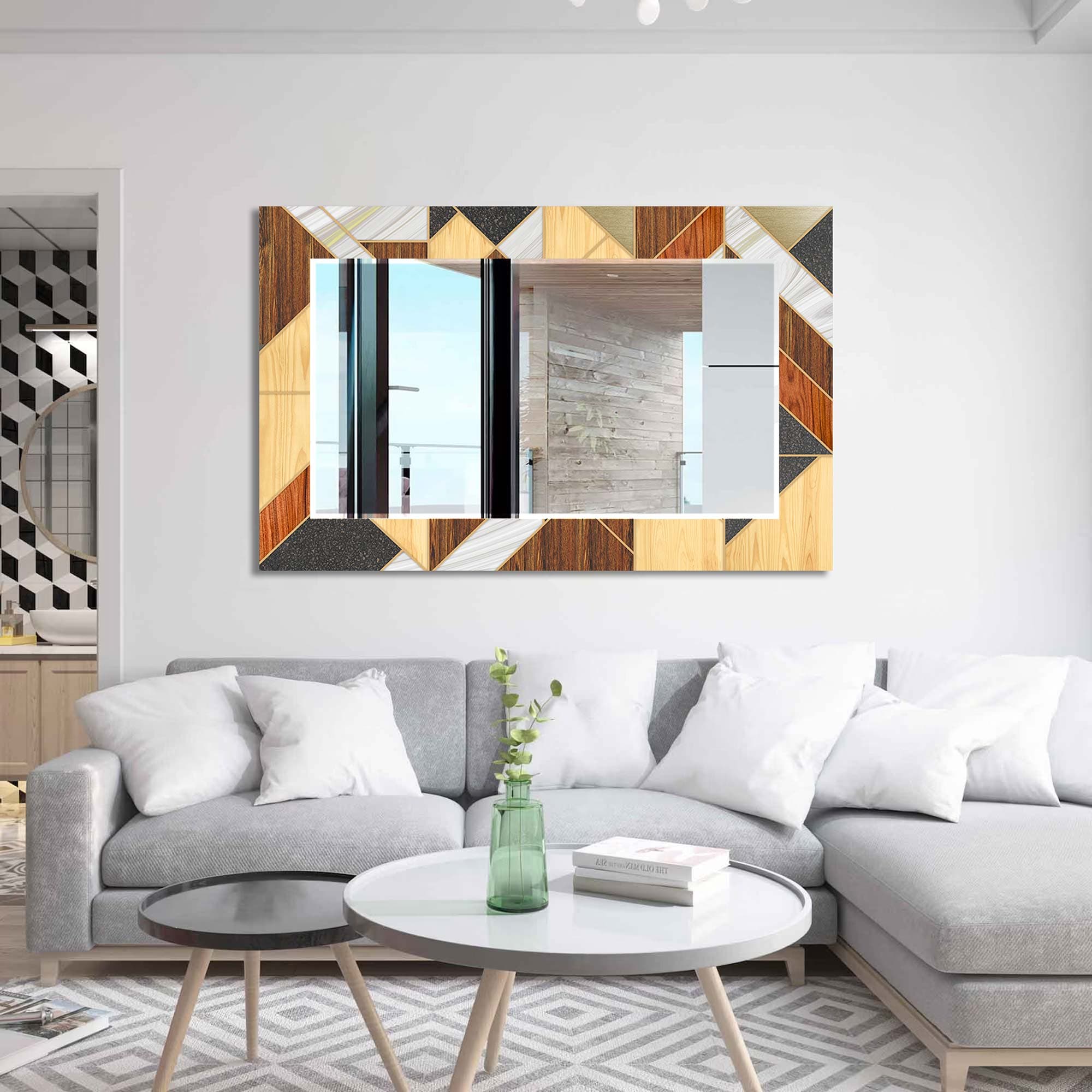 Artronauts Glass Print Wooden Design Tempered Glass Mirror