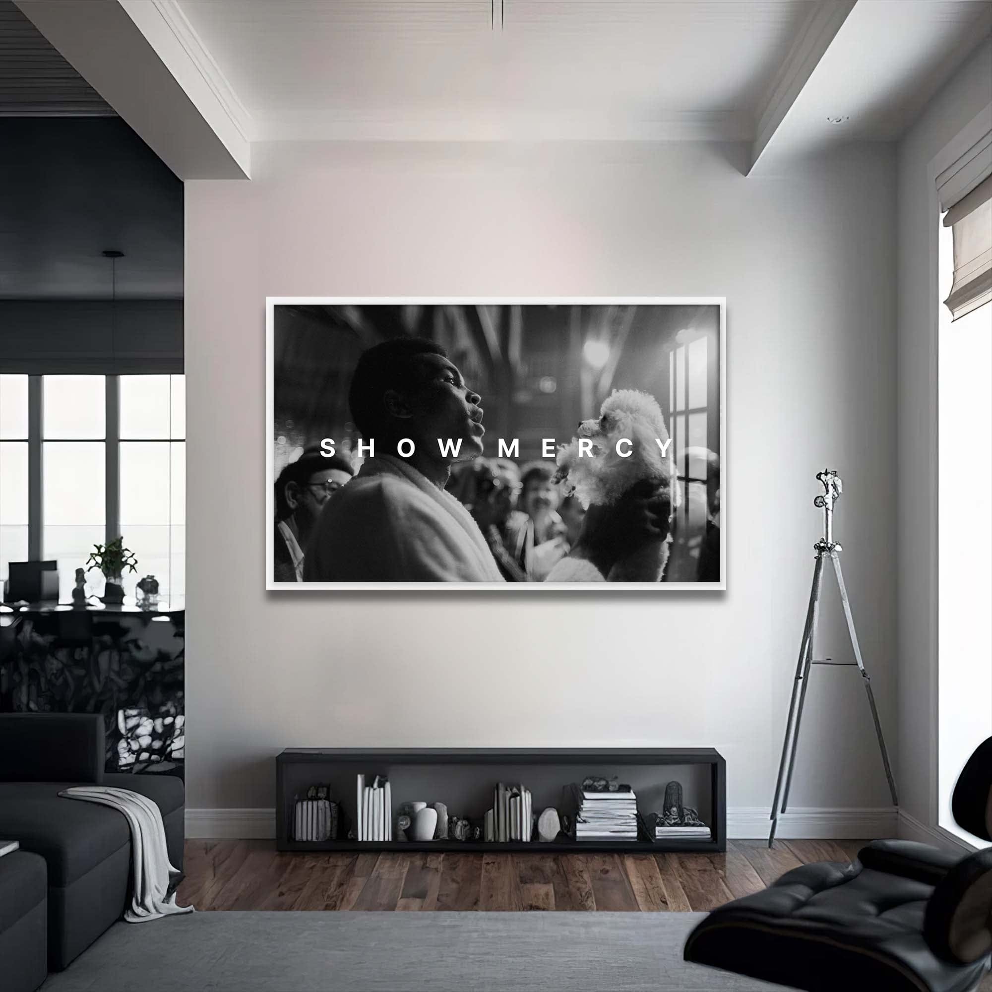 Artronauts Glass Print 72x46 cm | 28.3"x18.1" / White Muhammad Ali - Show Mercy