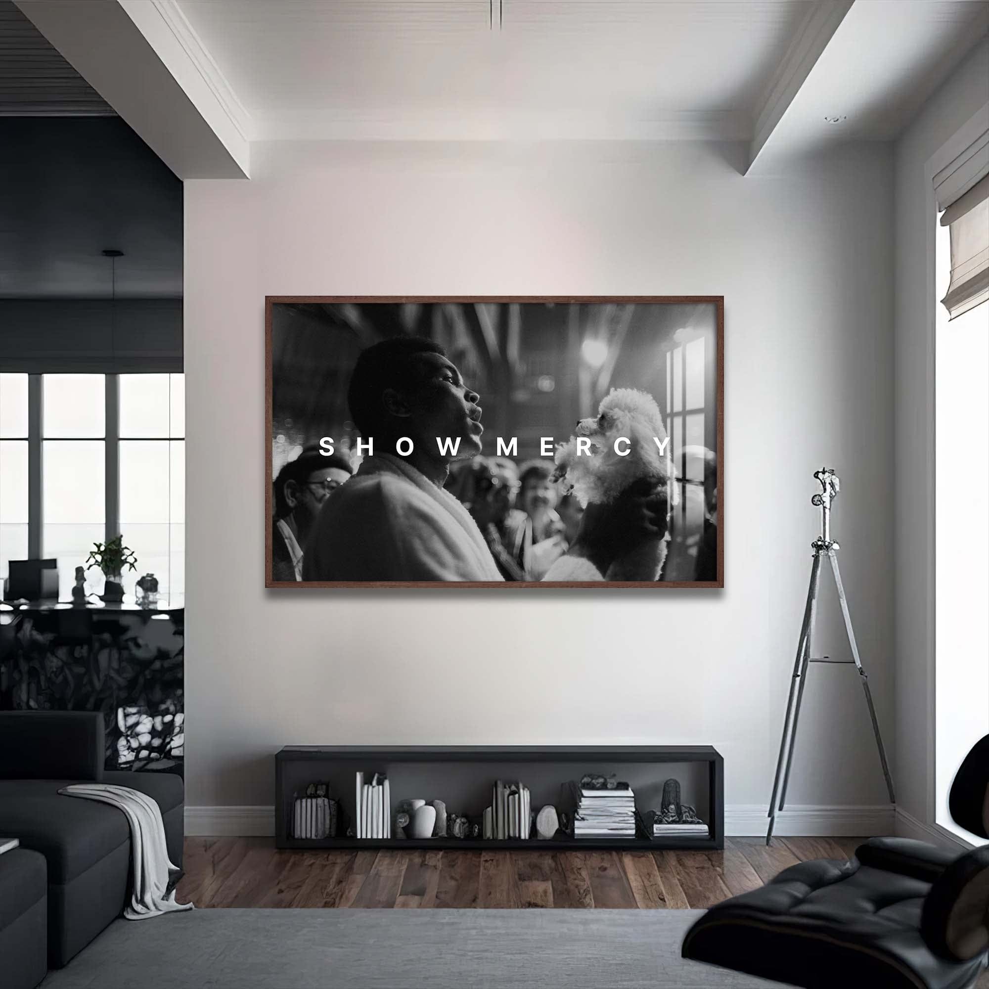 Artronauts Glass Print 72x46 cm | 28.3"x18.1" / Walnut Muhammad Ali - Show Mercy