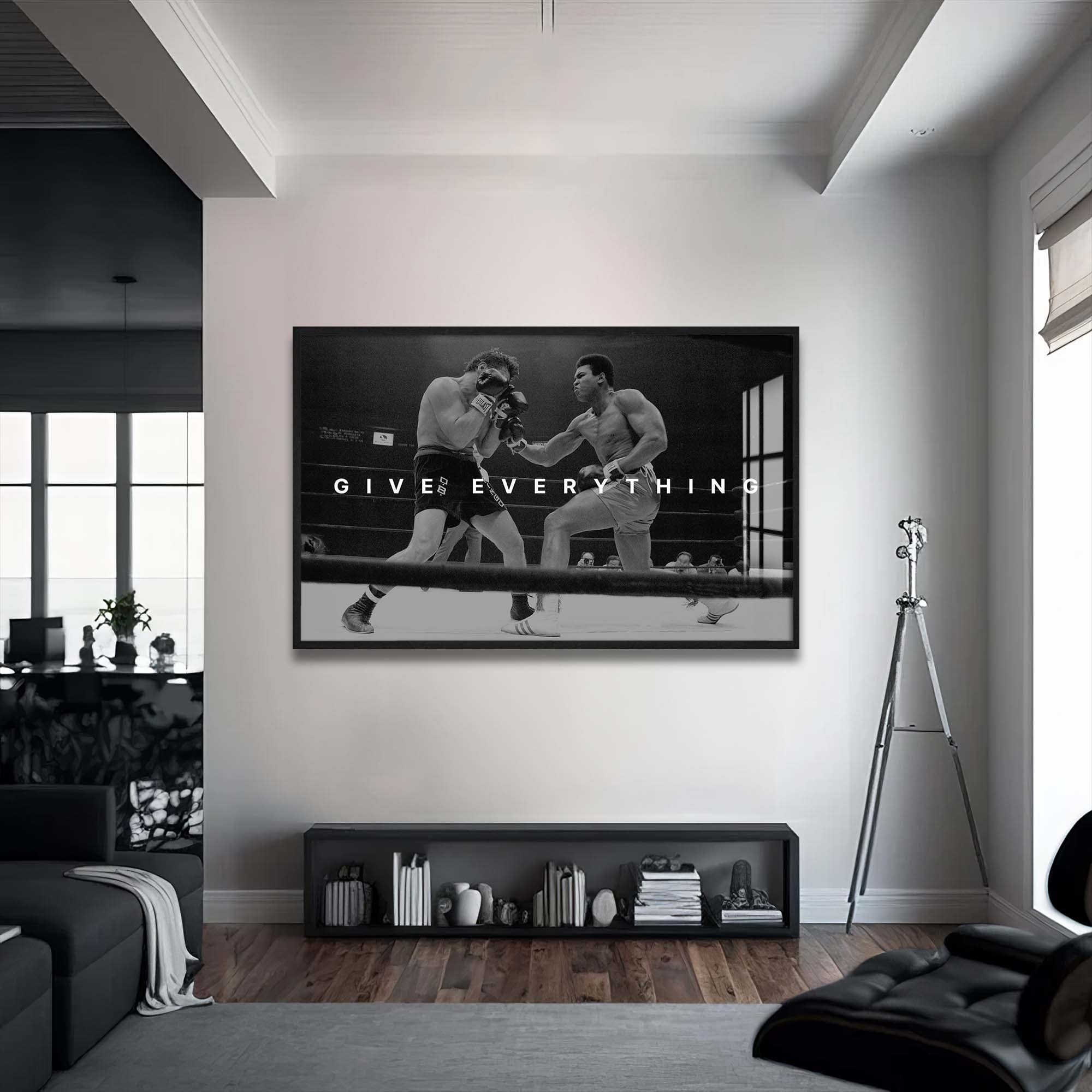 Artronauts Glass Print 72x46 cm | 28.3"x18.1" / Black Muhammad Ali - Give Everything