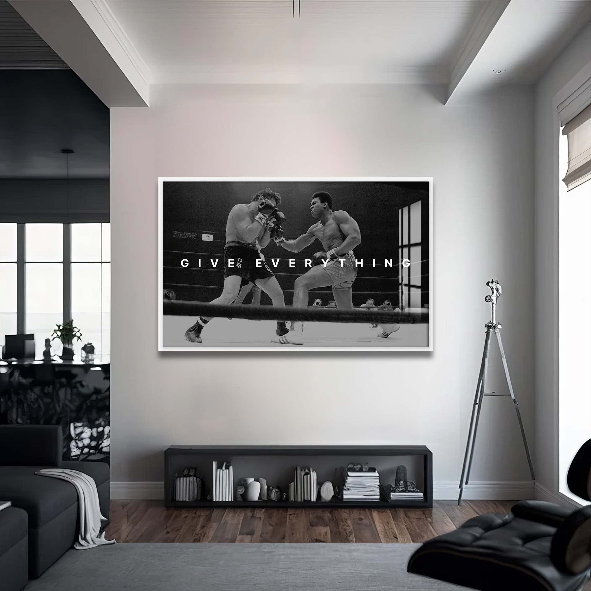 Artronauts Glass Print 72x46 cm | 28.3"x18.1" / White Muhammad Ali - Give Everything