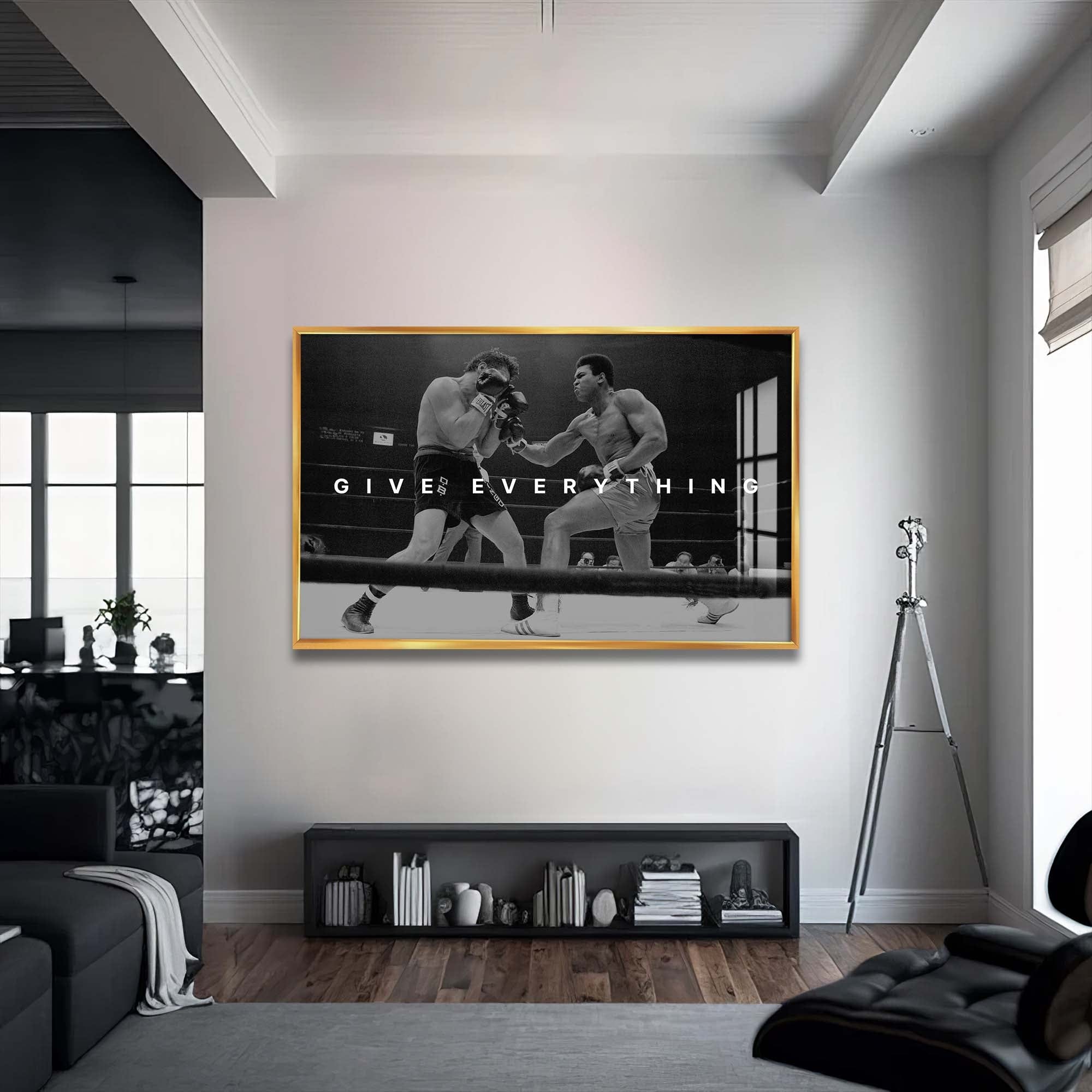 Artronauts Glass Print 72x46 cm | 28.3"x18.1" / Gold Muhammad Ali - Give Everything