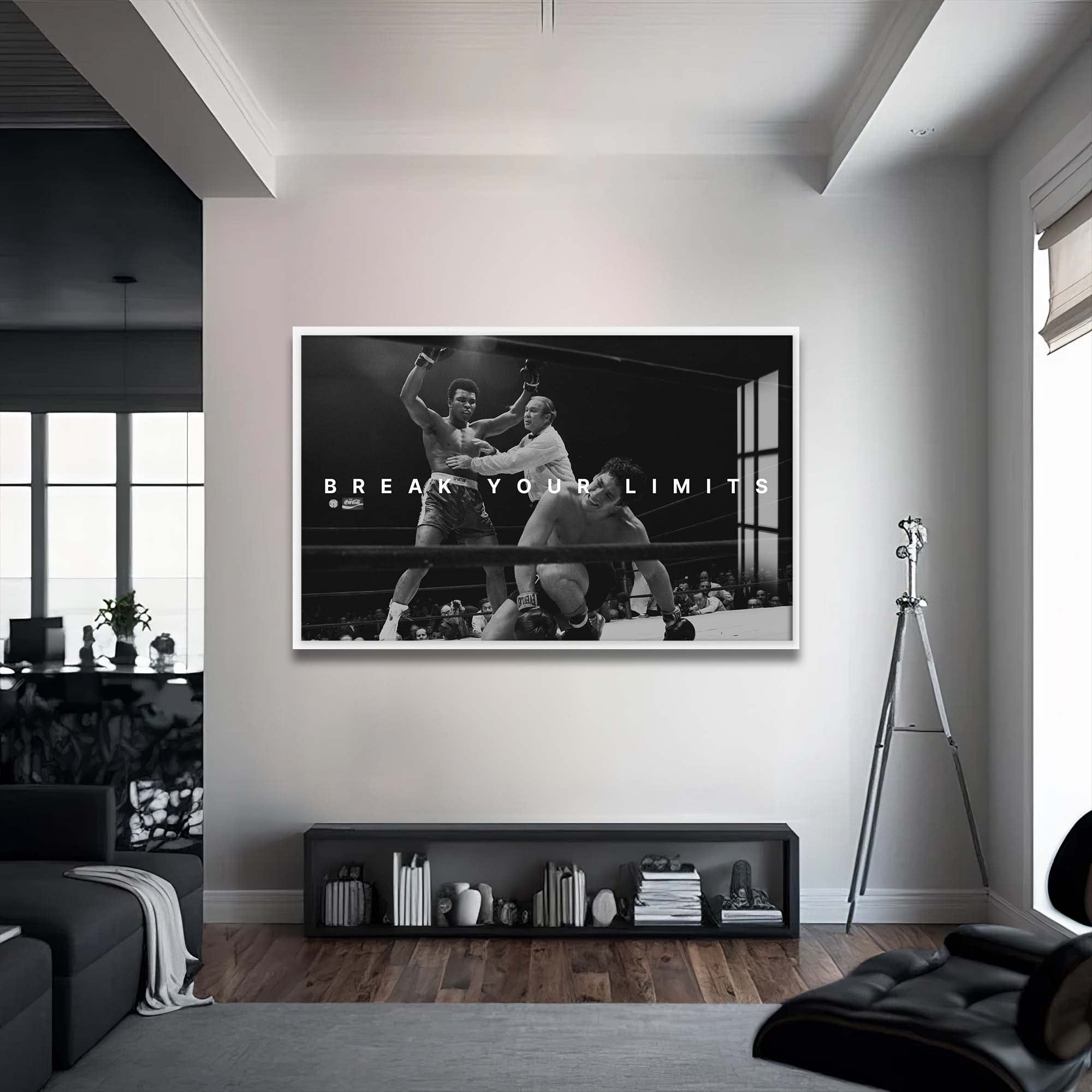 Artronauts Glass Print 72x46 cm | 28.3"x18.1" / White Muhammad Ali - Break Your Limits