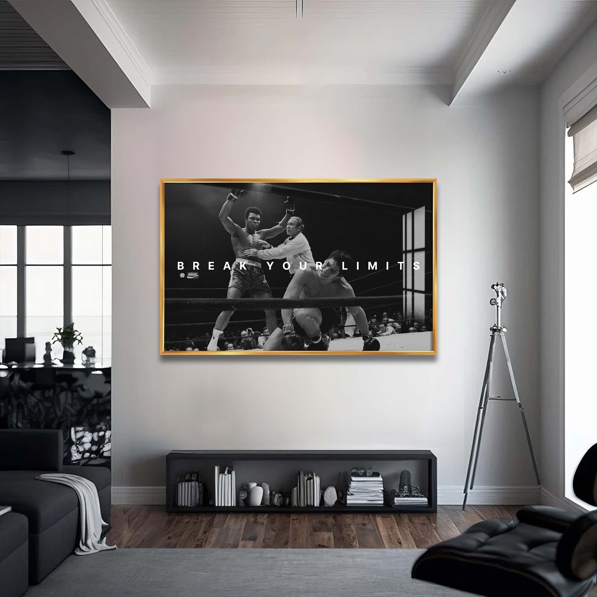 Artronauts Glass Print 72x46 cm | 28.3"x18.1" / Gold Muhammad Ali - Break Your Limits