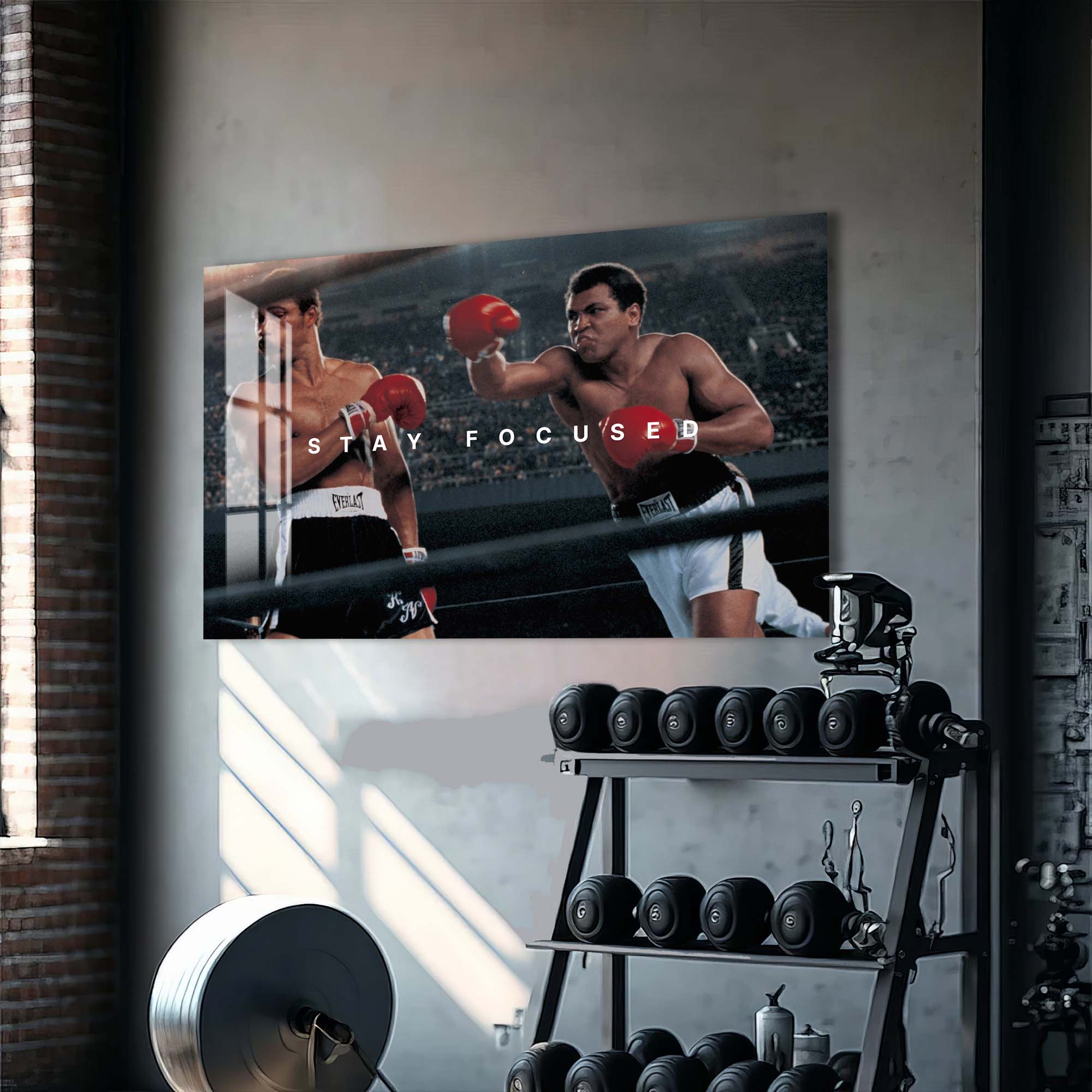 Artronauts Glass Print Muhammad Ali - Stay Focused