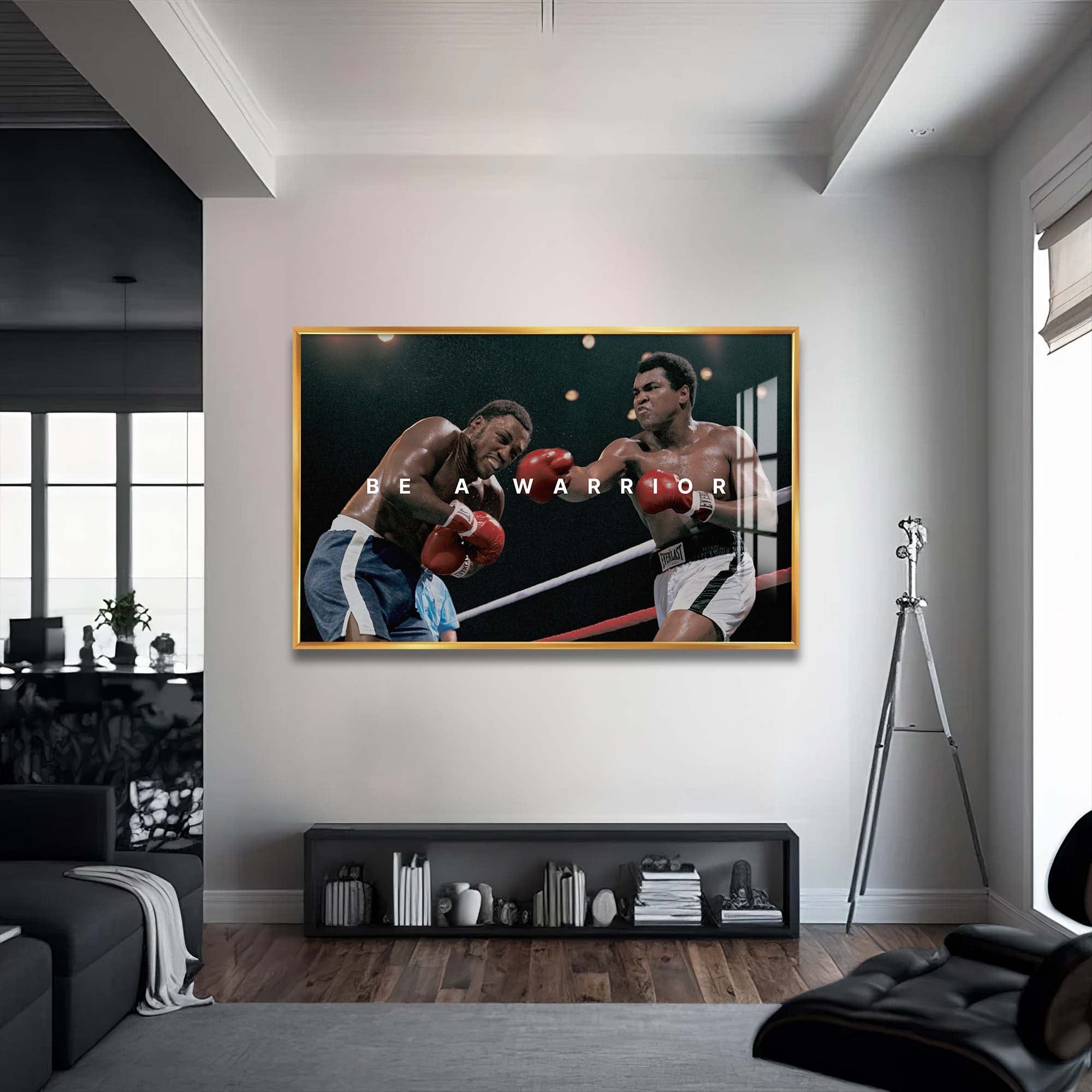 Artronauts Glass Print 72x46 cm | 28.3"x18.1" / Gold Muhammad Ali - Be A Warrior