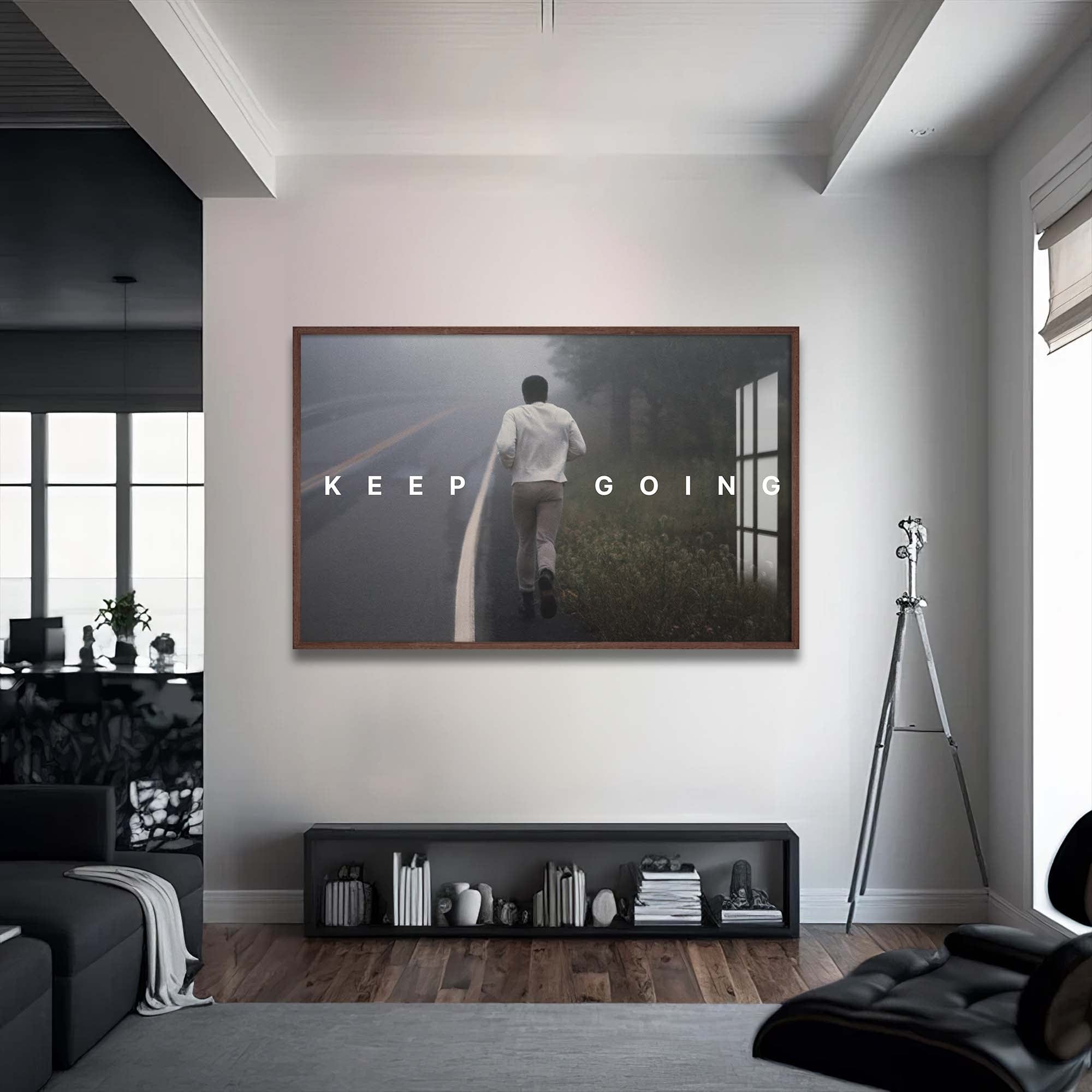 Artronauts Glass Print 72x46 cm | 28.3"x18.1" / Walnut Muhammad Ali - Keep Going
