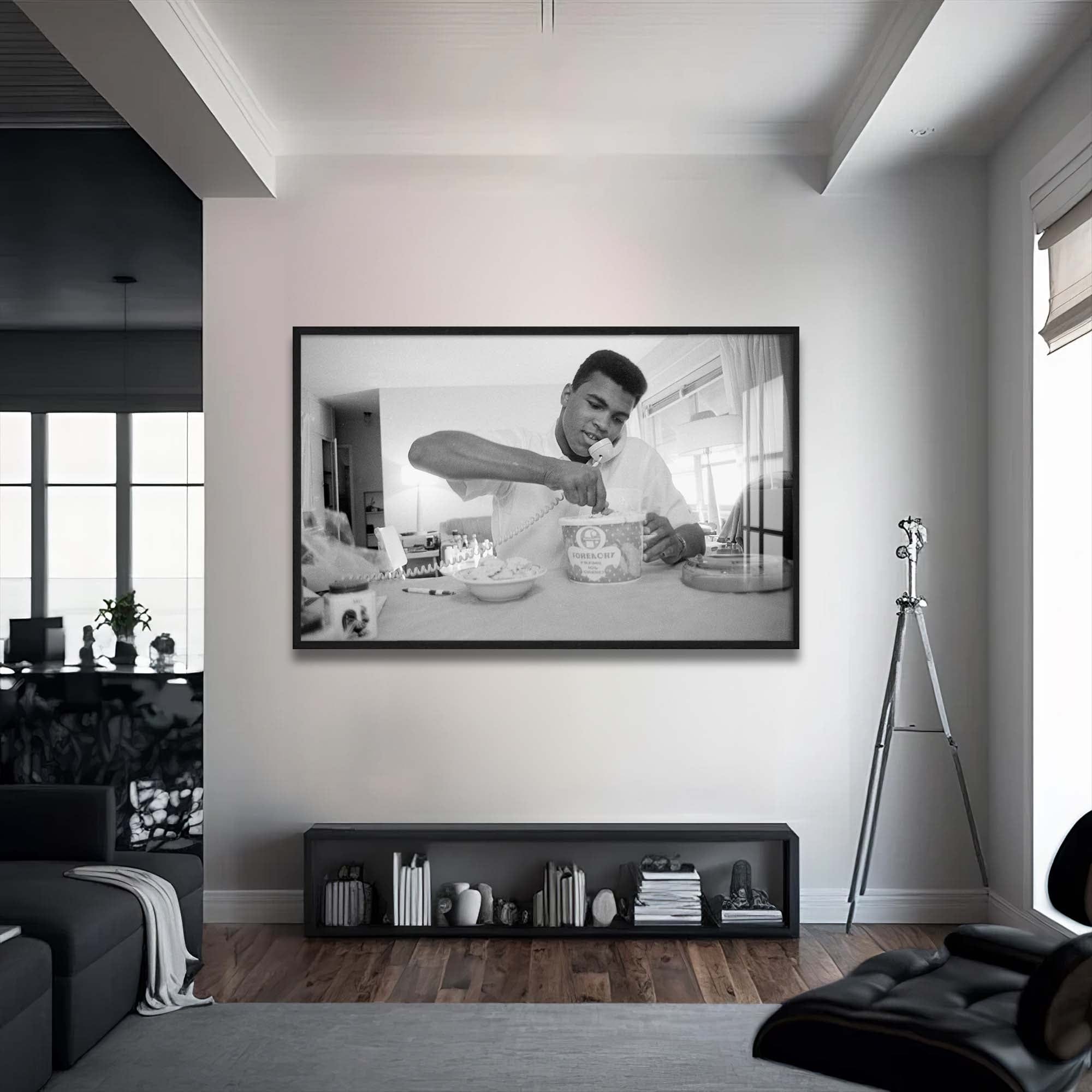 Artronauts Glass Print 72x46 cm | 28.3"x18.1" / Black Muhammad Ali - Ice Cream