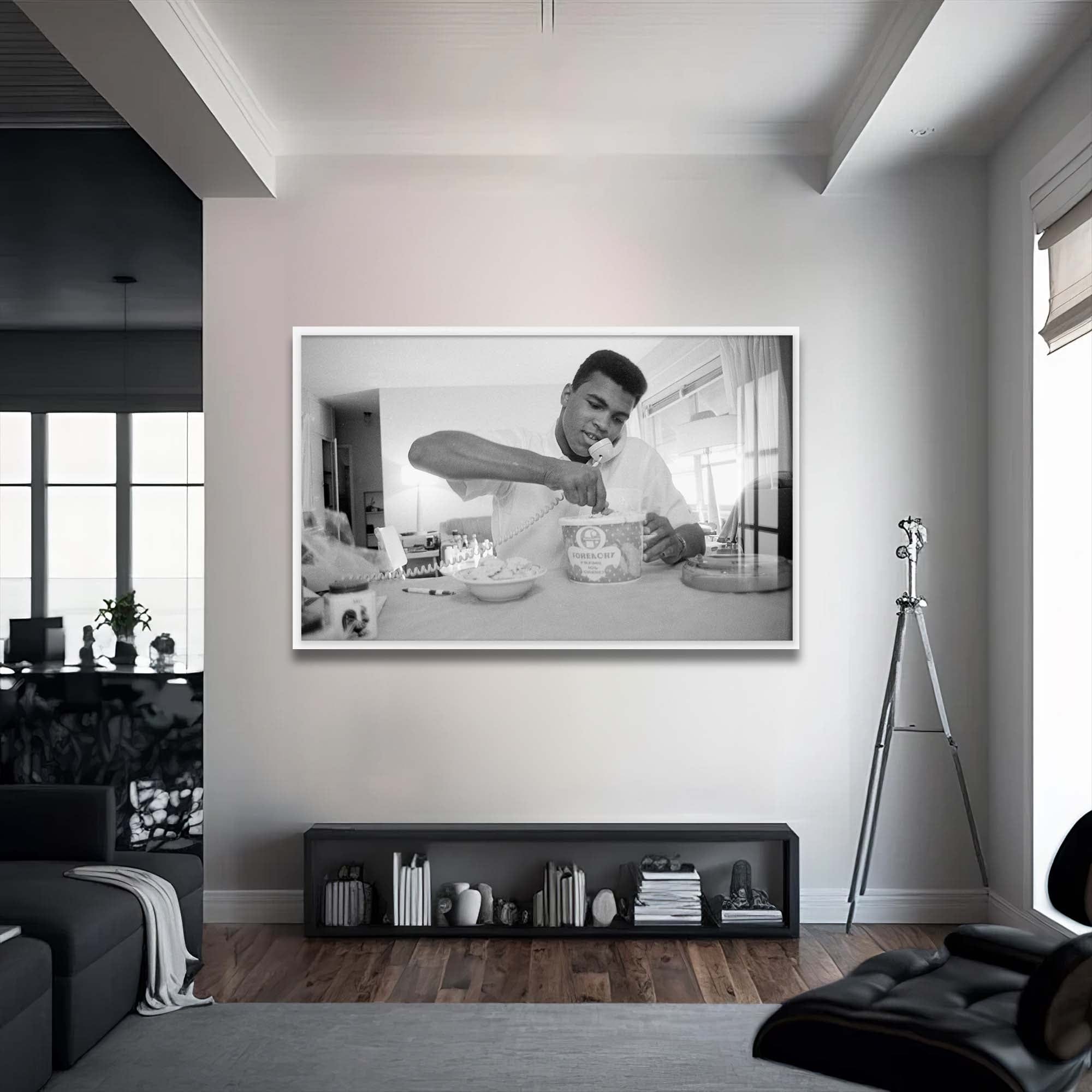 Artronauts Glass Print 72x46 cm | 28.3"x18.1" / White Muhammad Ali - Ice Cream