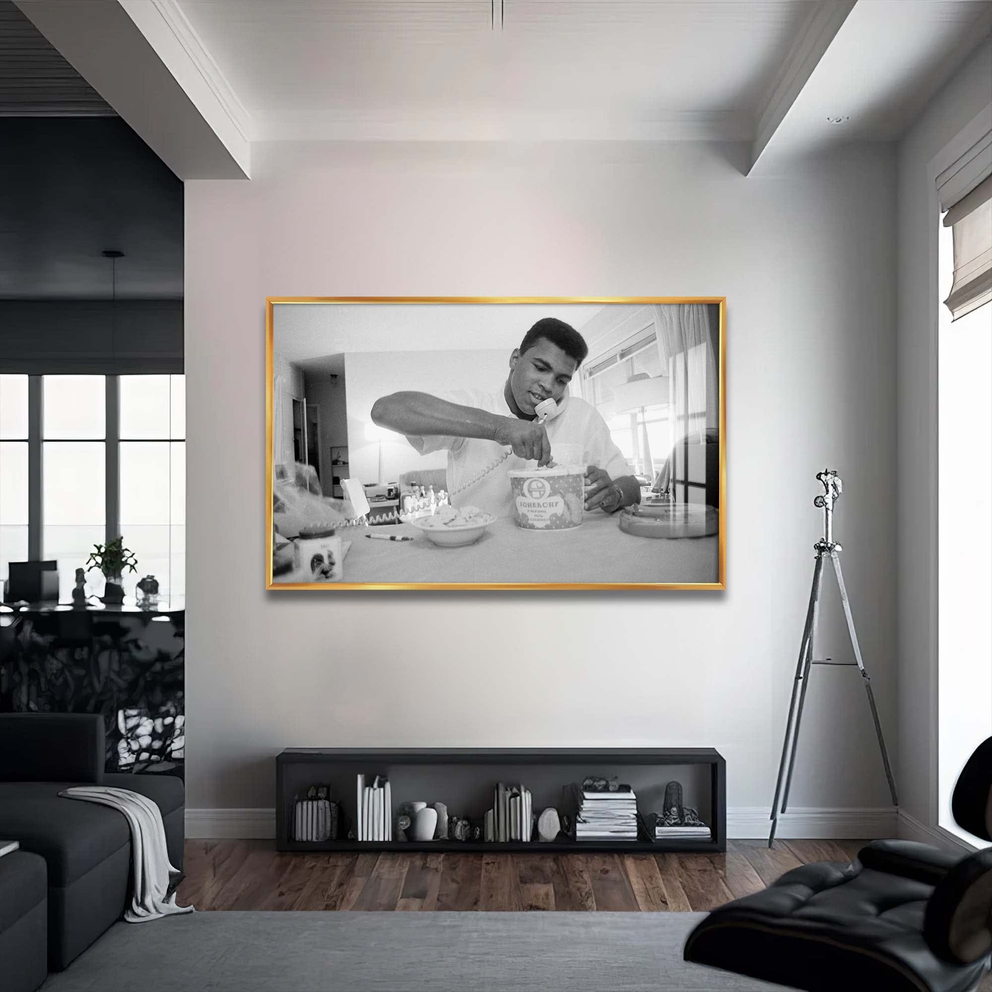 Artronauts Glass Print 72x46 cm | 28.3"x18.1" / Gold Muhammad Ali - Ice Cream