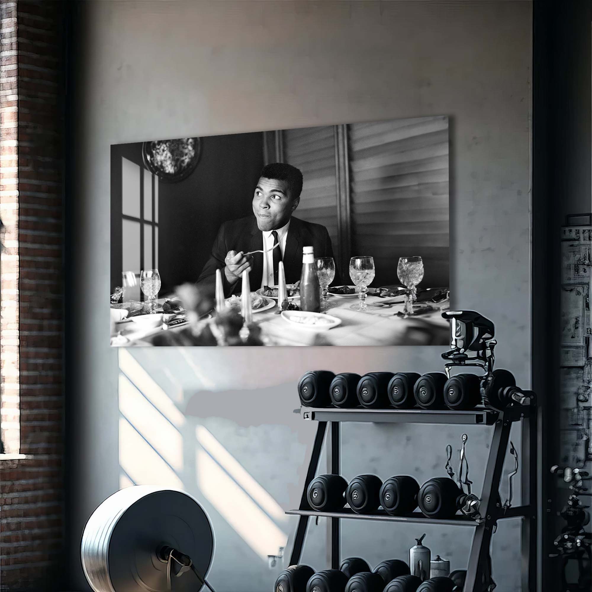 Artronauts Glass Print Muhammad Ali - Dinner