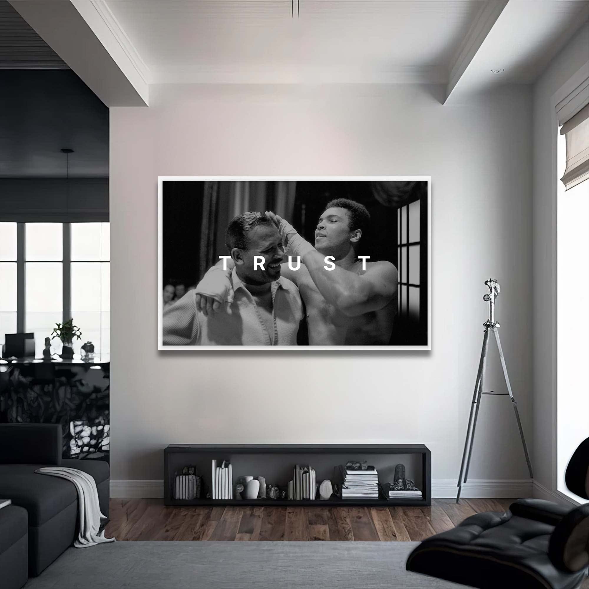 Artronauts Glass Print 72x46 cm | 28.3"x18.1" / White Muhammad Ali - Trust