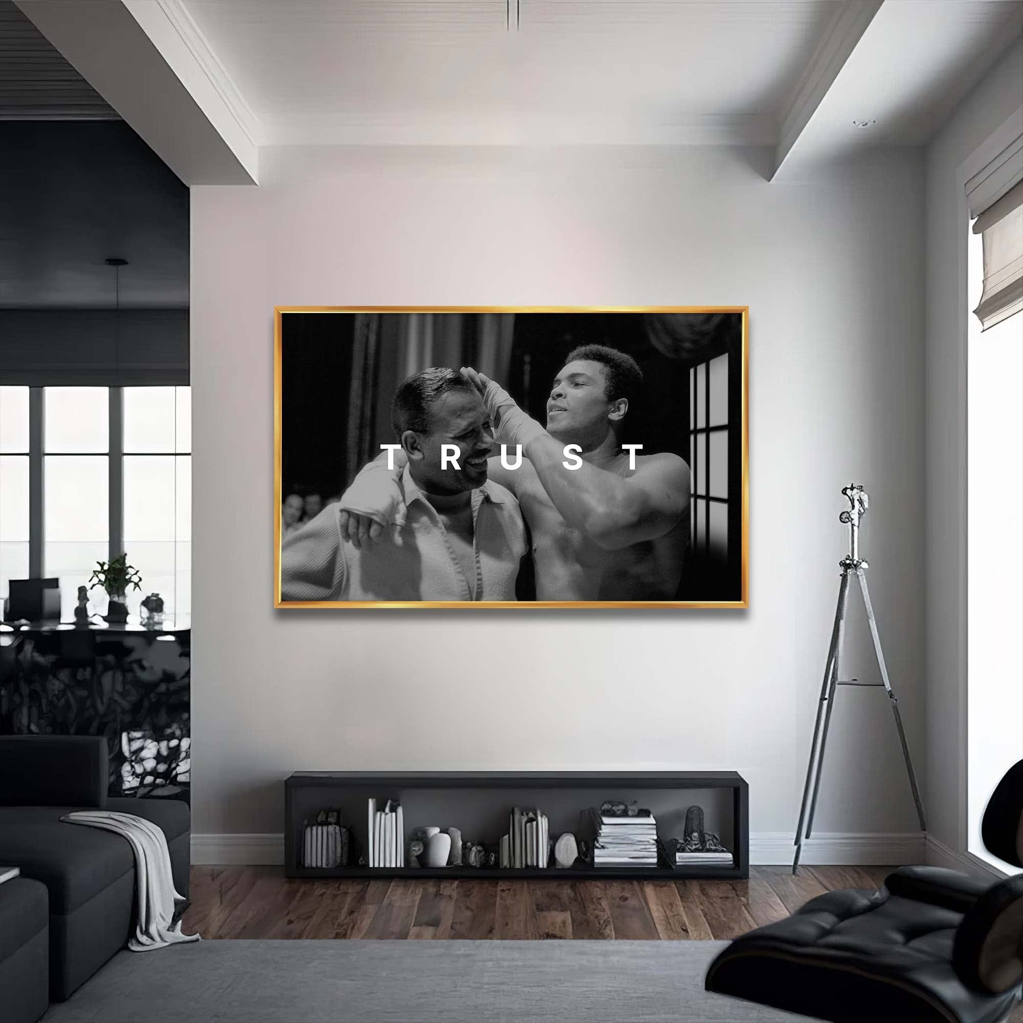 Artronauts Glass Print 72x46 cm | 28.3"x18.1" / Gold Muhammad Ali - Trust