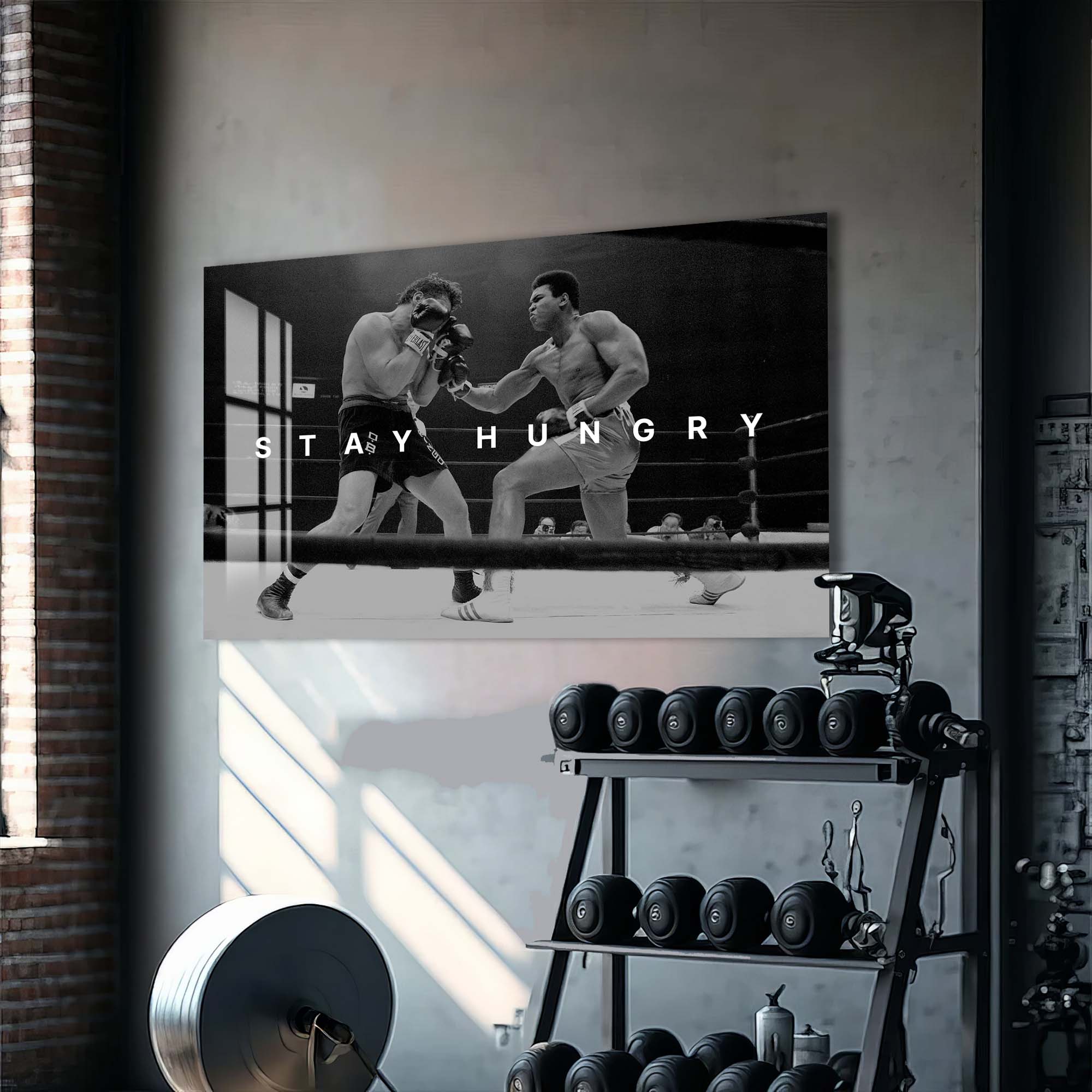 Artronauts Glass Print Muhammad Ali - Stay Hungry