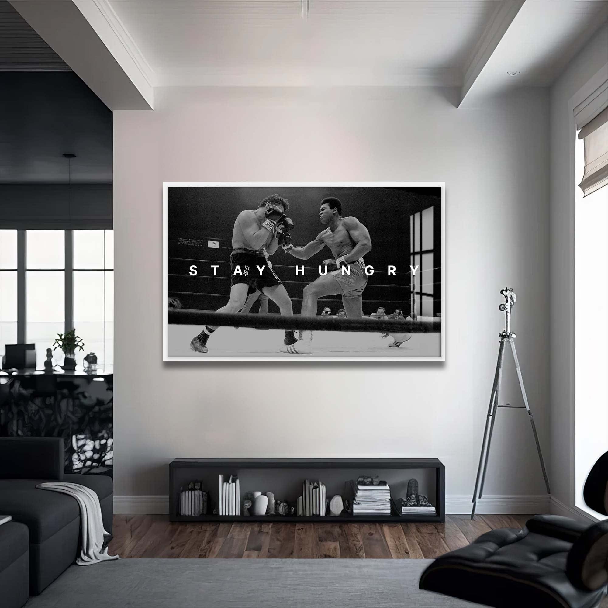 Artronauts Glass Print 72x46 cm | 28.3"x18.1" / White Muhammad Ali - Stay Hungry
