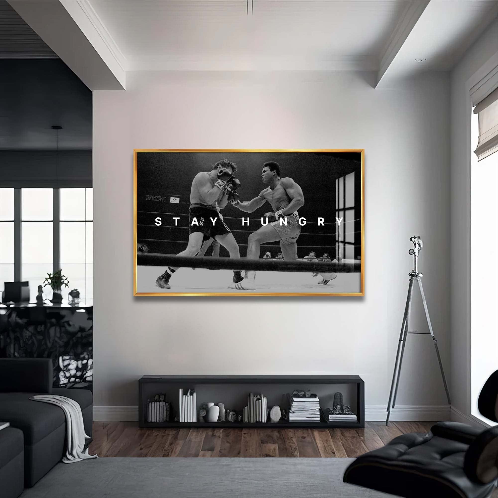 Artronauts Glass Print 72x46 cm | 28.3"x18.1" / Gold Muhammad Ali - Stay Hungry