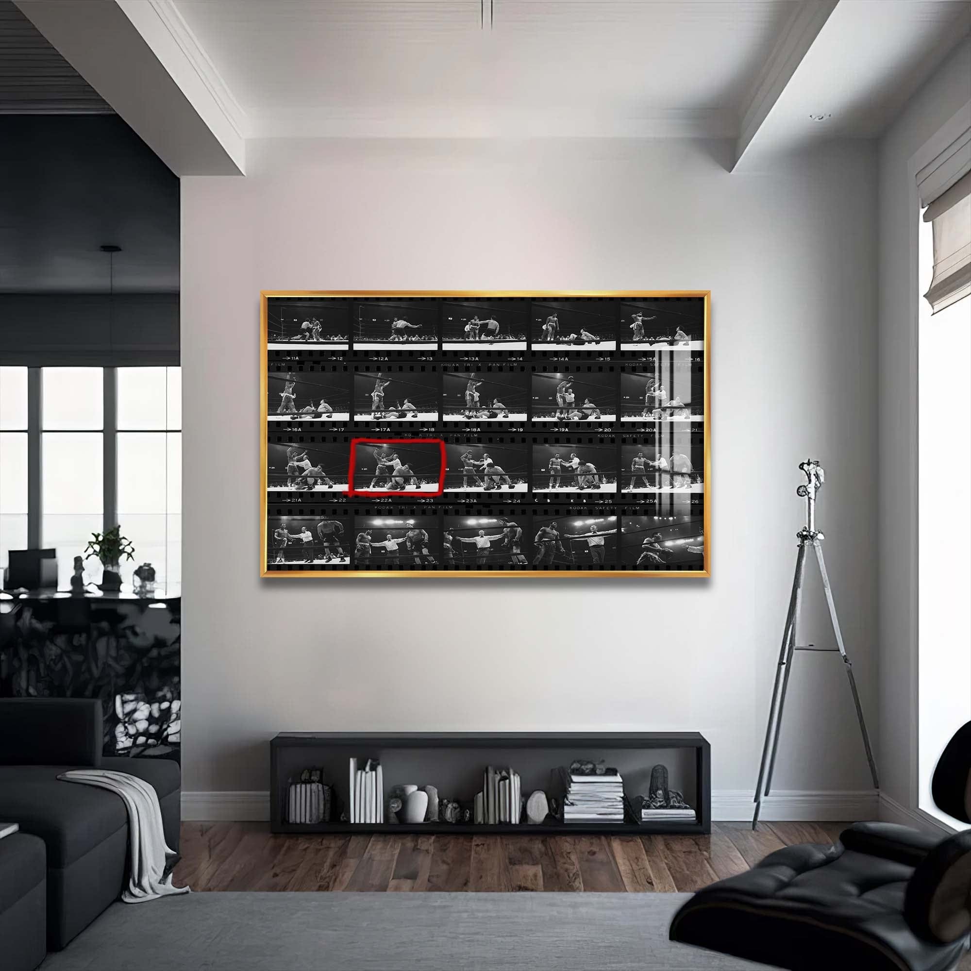 Artronauts Glass Print 72x46 cm | 28.3"x18.1" / Gold Muhammad Ali vs Bonavena - Contact Sheet