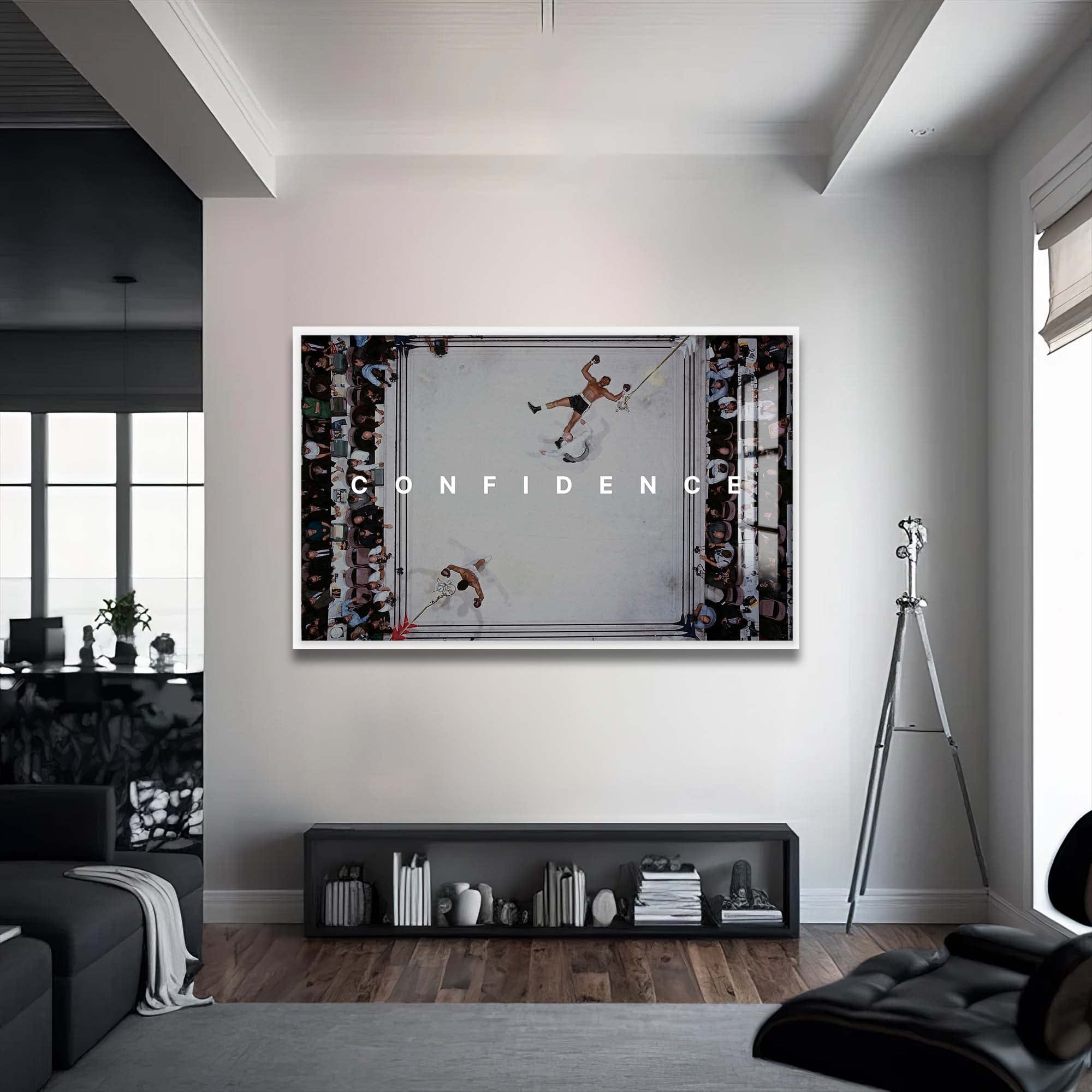 Artronauts Glass Print 72x46 cm | 28.3"x18.1" / White Muhammad Ali - Confidence