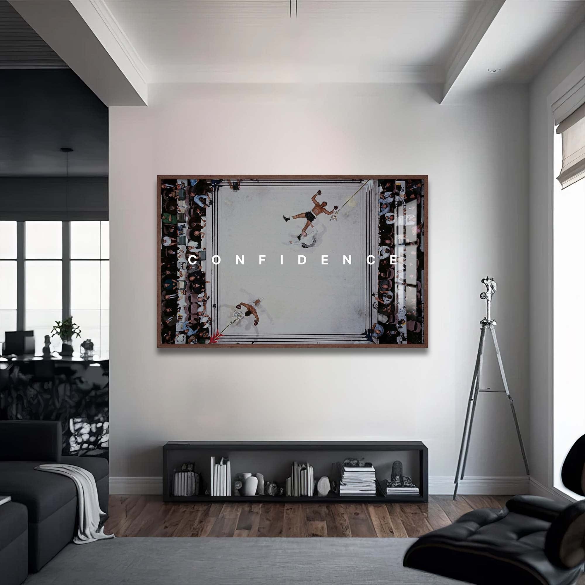 Artronauts Glass Print 72x46 cm | 28.3"x18.1" / Walnut Muhammad Ali - Confidence