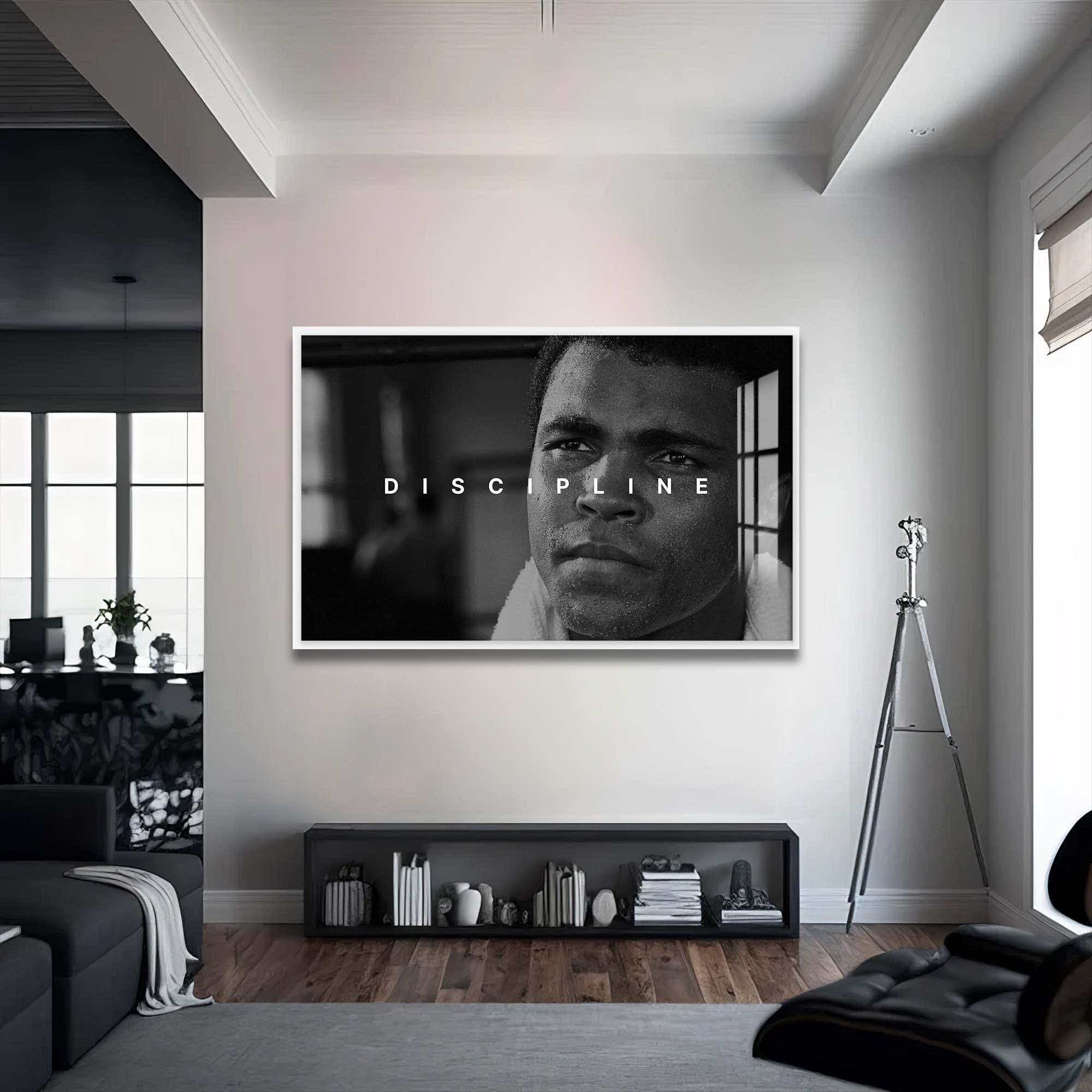 Artronauts Glass Print 72x46 cm | 28.3"x18.1" / White Muhammad Ali - Discipline