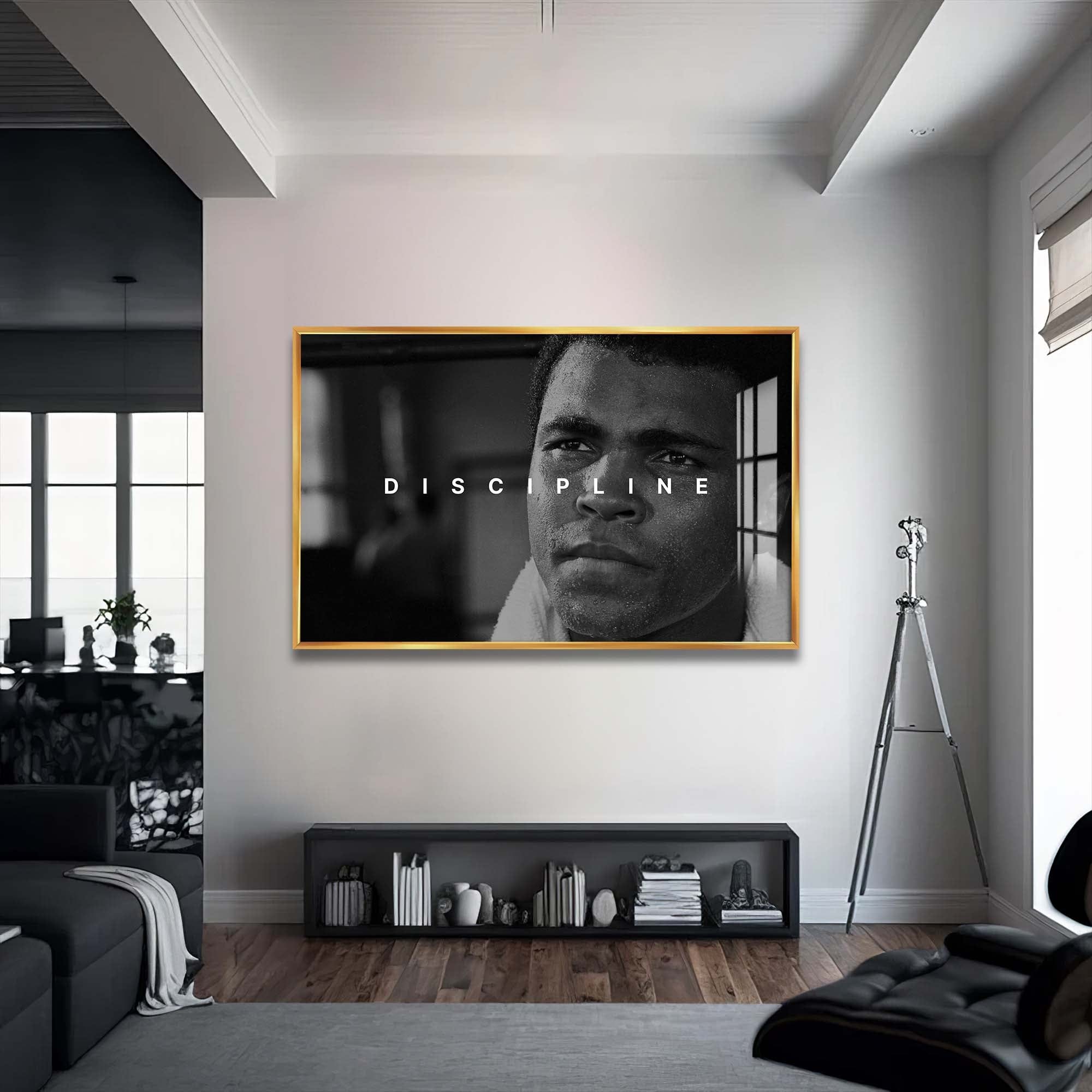 Artronauts Glass Print 72x46 cm | 28.3"x18.1" / Gold Muhammad Ali - Discipline
