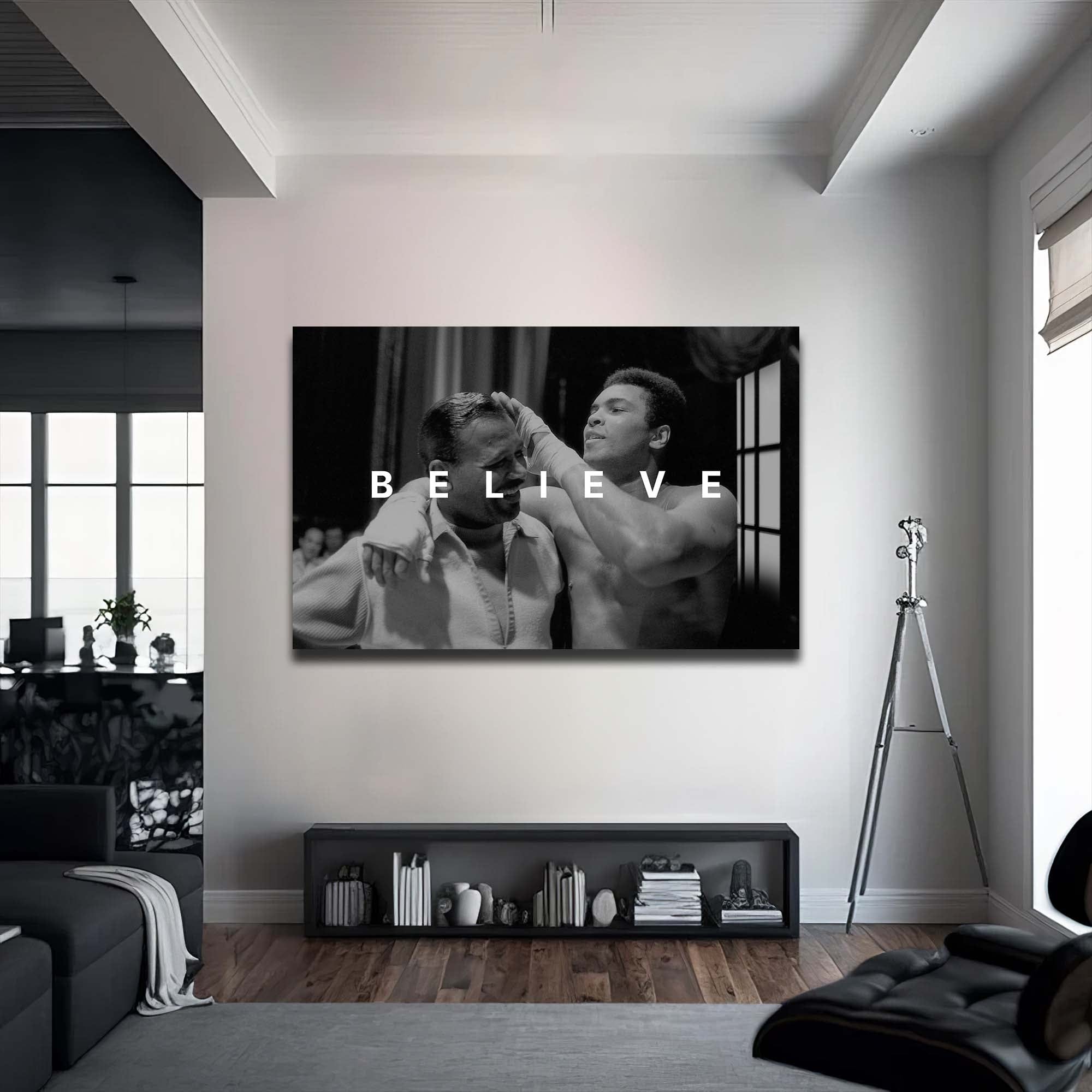 Artronauts Glass Print Muhammad Ali - Believe