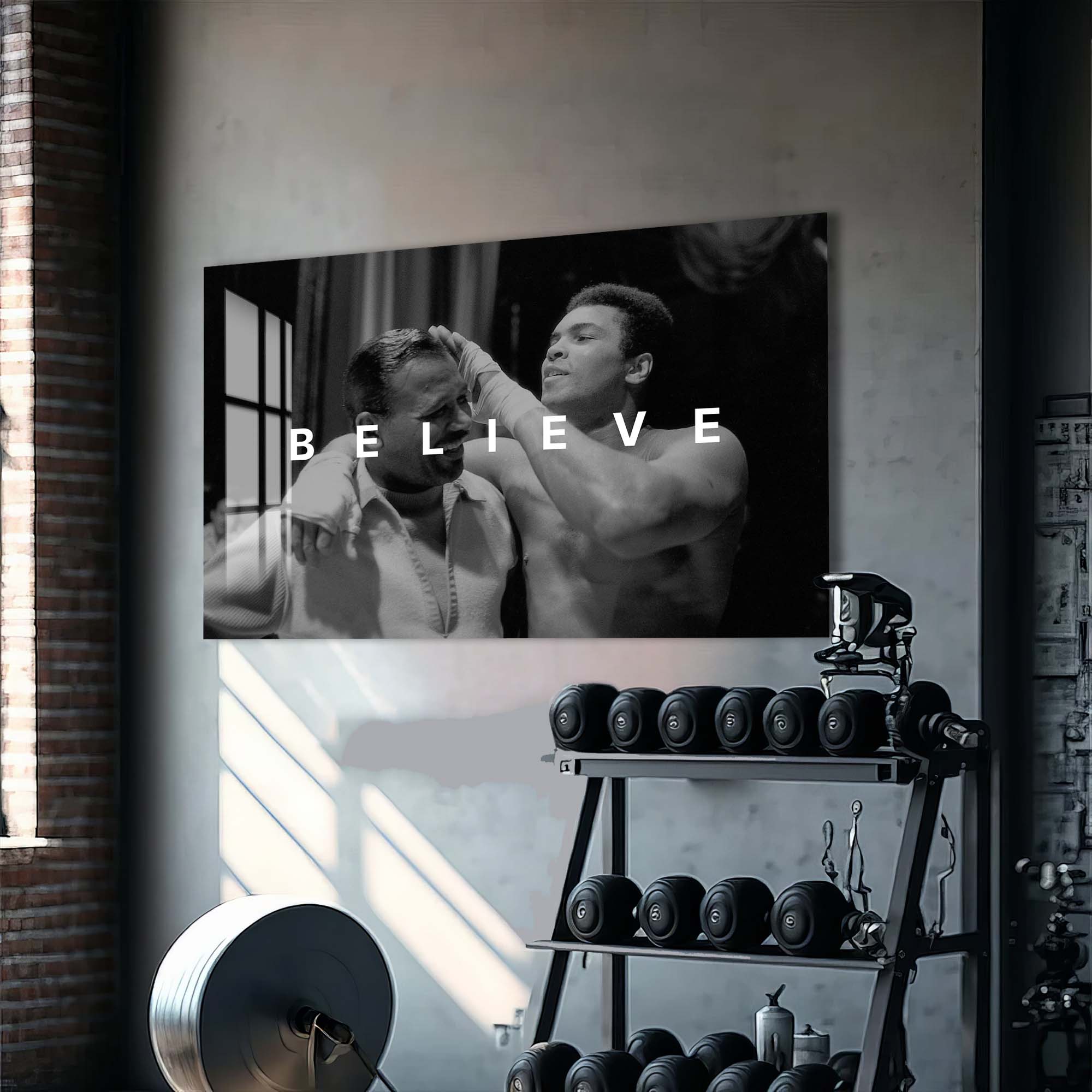 Artronauts Glass Print Muhammad Ali - Believe