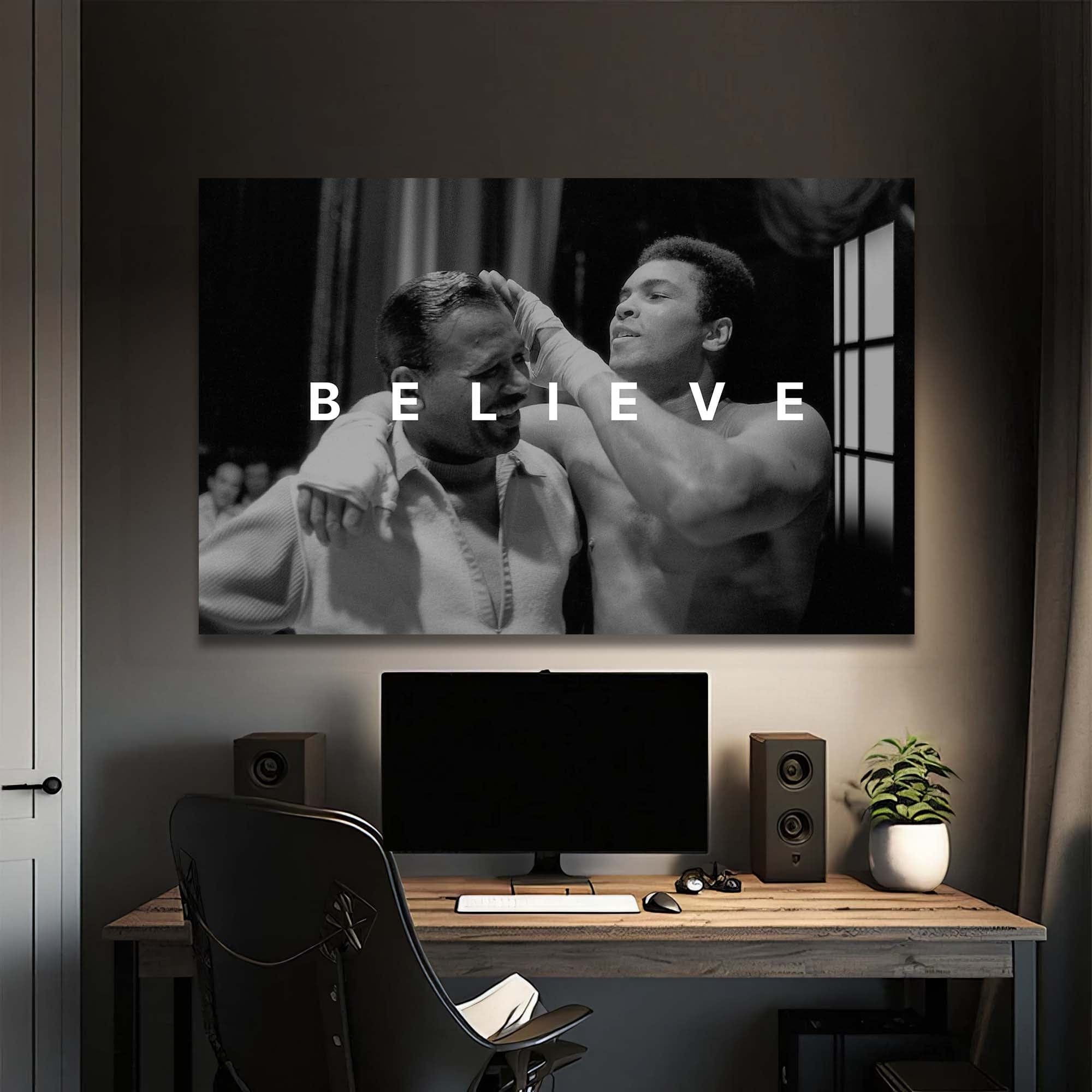 Artronauts Glass Print Muhammad Ali - Believe