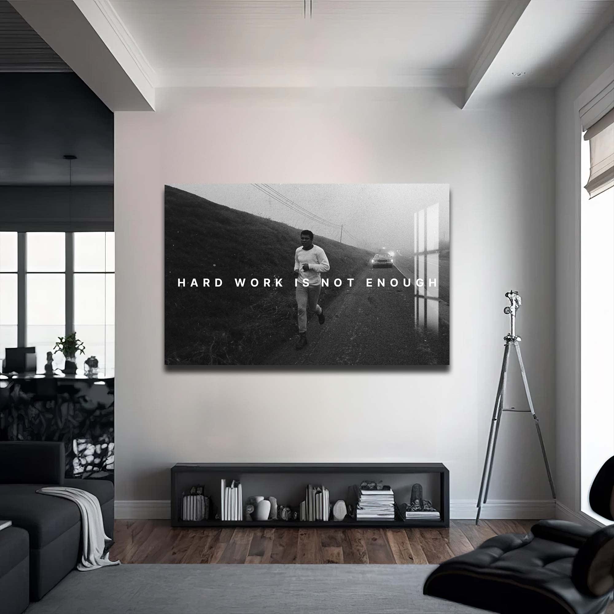 Artronauts Glass Print Muhammad Ali - Hard Work Is Not Enough