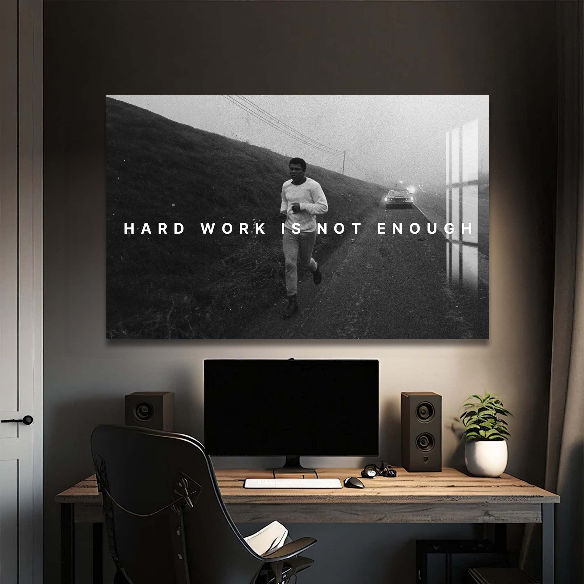 Artronauts Glass Print Muhammad Ali - Hard Work Is Not Enough