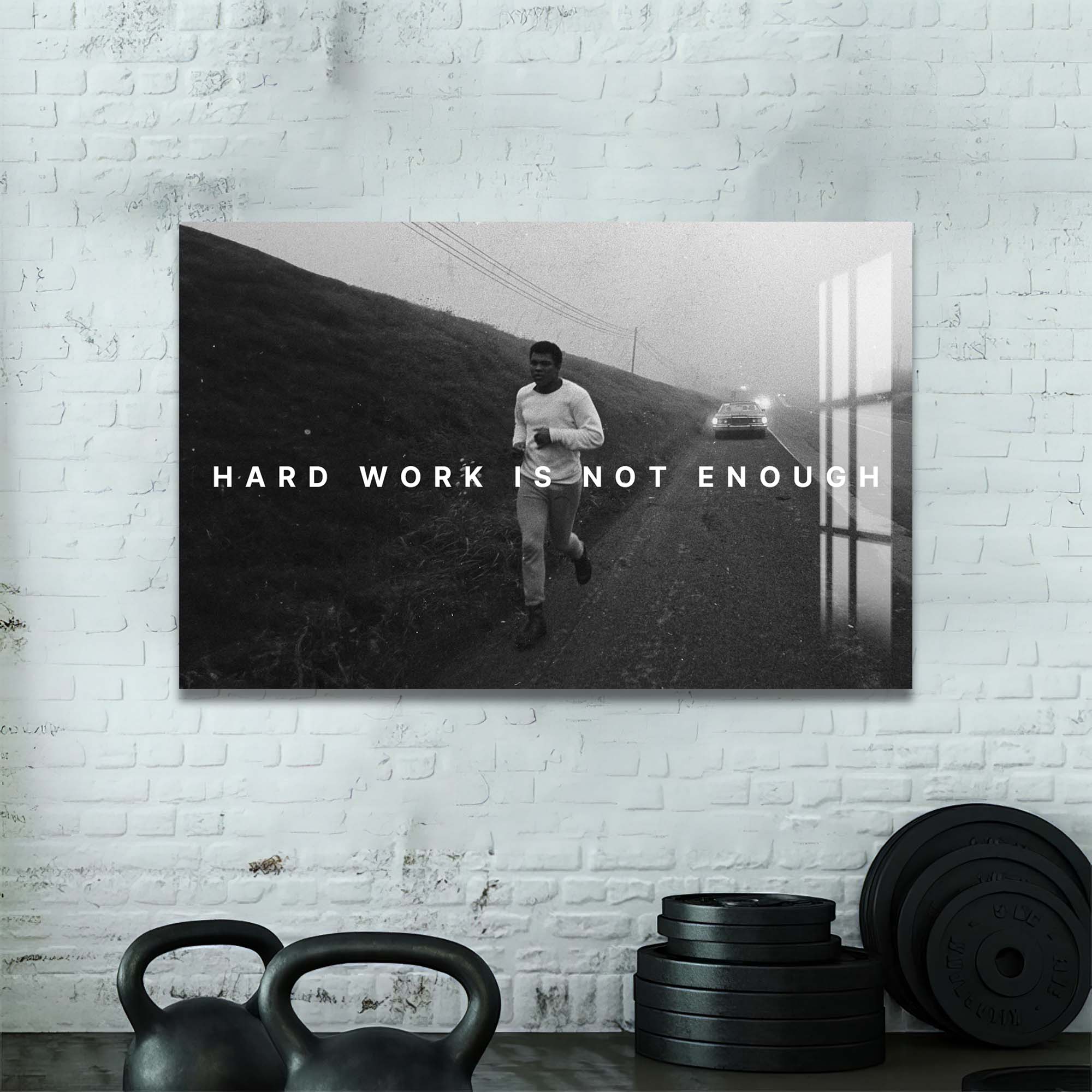 Artronauts Glass Print Muhammad Ali - Hard Work Is Not Enough