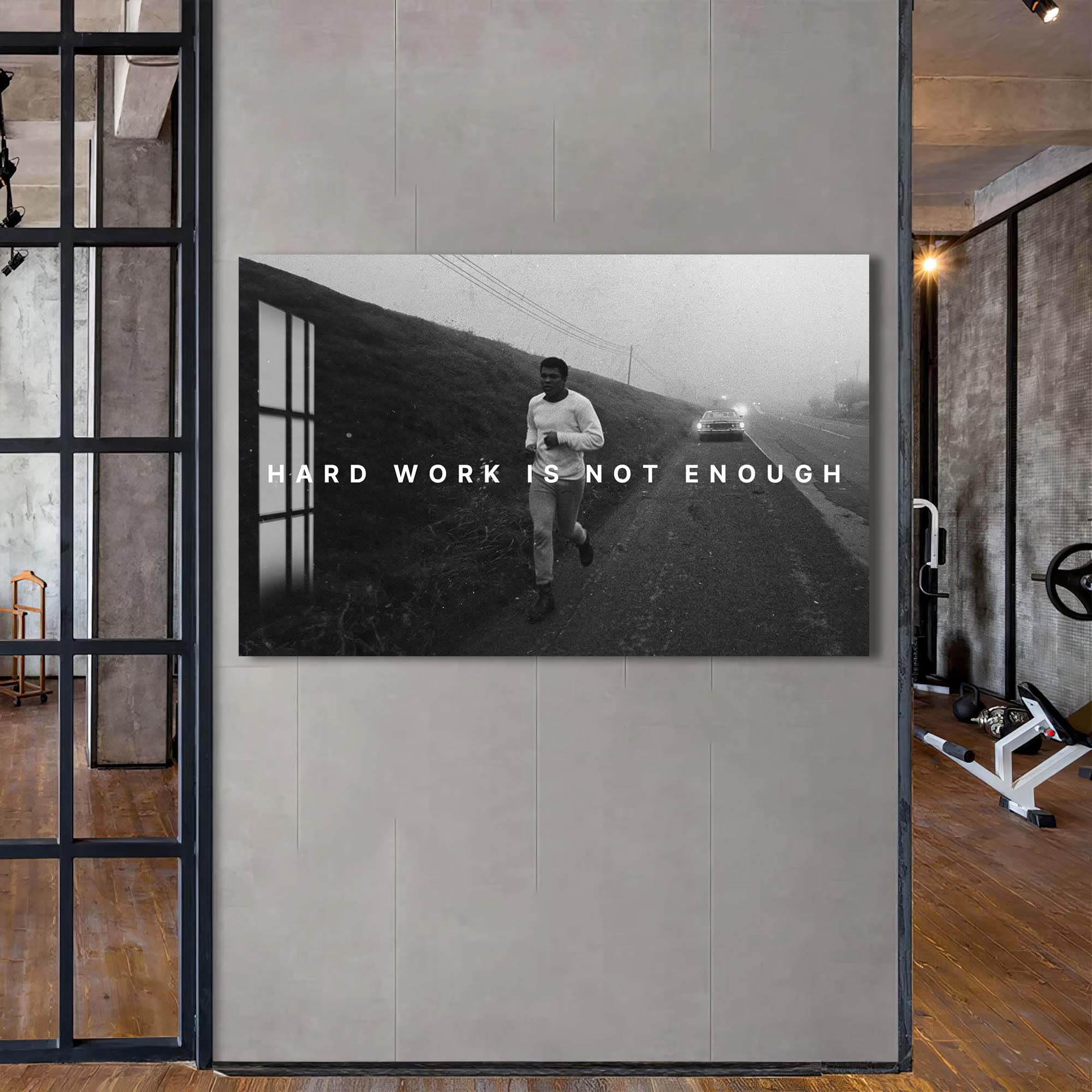 Artronauts Glass Print Muhammad Ali - Hard Work Is Not Enough