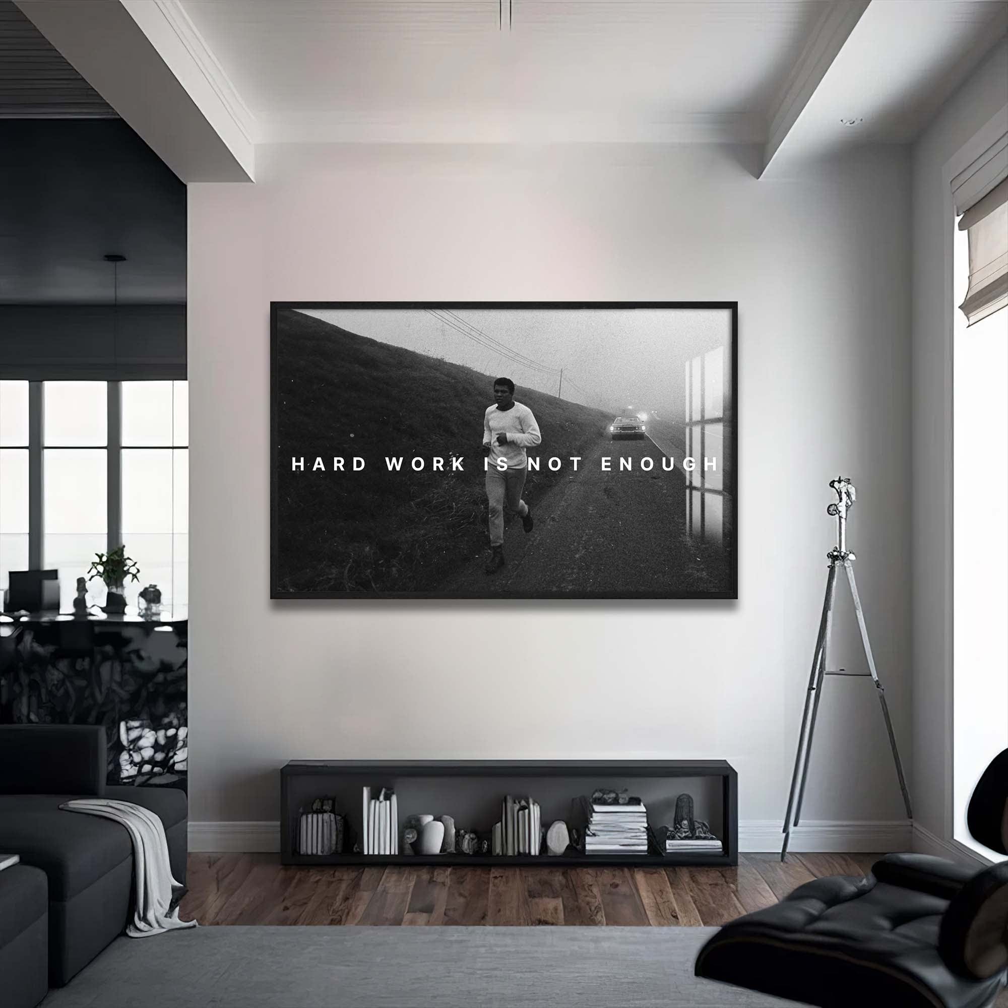 Artronauts Glass Print 72x46 cm | 28.3"x18.1" / Black Muhammad Ali - Hard Work Is Not Enough